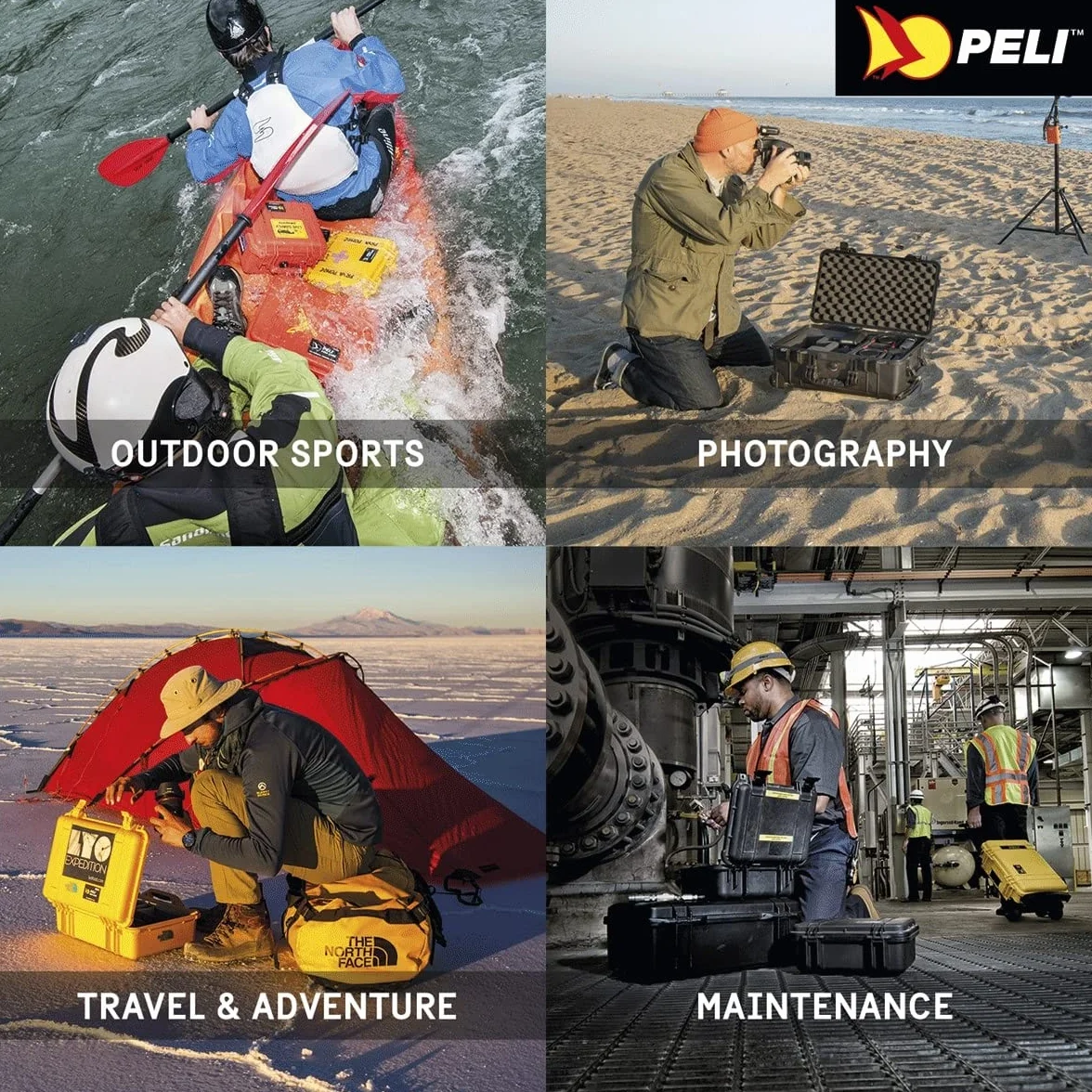 PELI 1560 Valigia di grandi dimensioni per apparecchi fotografici e strumenti fragili, IP67 Impermeabile e a prova di polvere, Capacità di 44L, Prodotto in Germania, Senza schiuma, Color sabbia