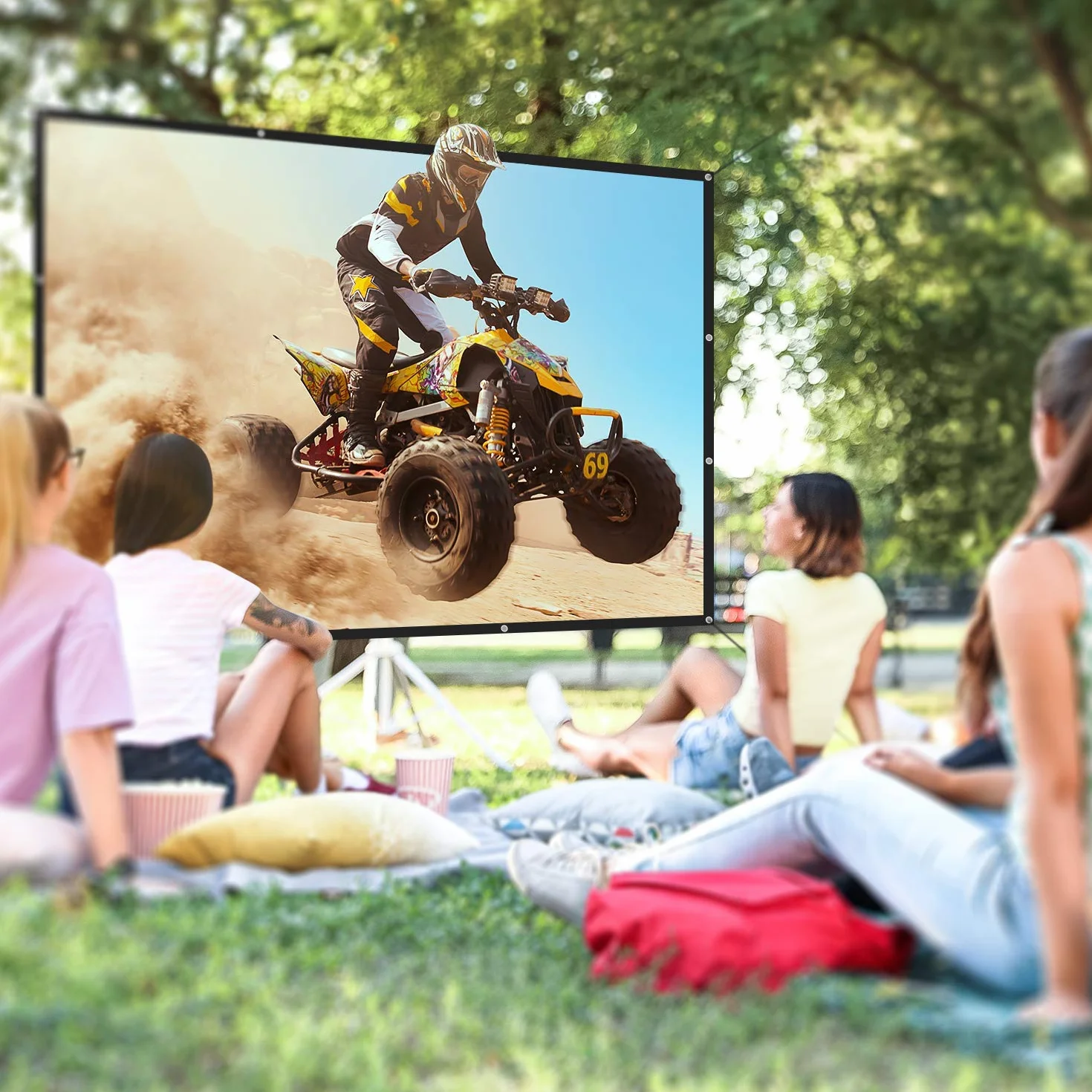 NIERBO Schermi di proiezione Schermo di Proiezione 150" Pieghevole Lavabile 16 : 9 Full HD 3D 4K 337 x 194 cm per Esterno o Interno