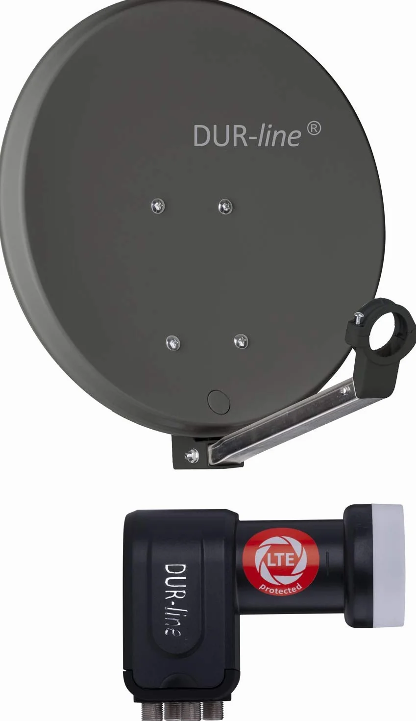Dur-line DSA, antenna satellitare, 40 cm, con riflettore in alluminio duro ad alte prestazioni, antracite, per campeggio, balcone, barca