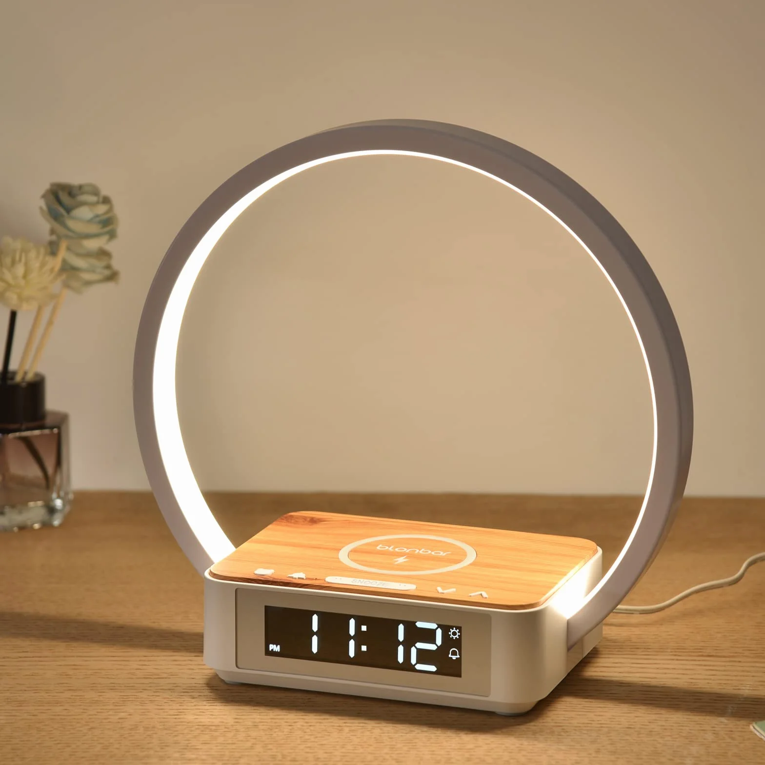 blonbar Lampada Da Comodino Con Caricabatterie Wireless Da 10 W, Luce Sveglia Con Controllo Touch Dimmerabile, Caricabatterie Wireless, 3 Livelli Di Luminosità Per Soggiorno Camera Da Letto