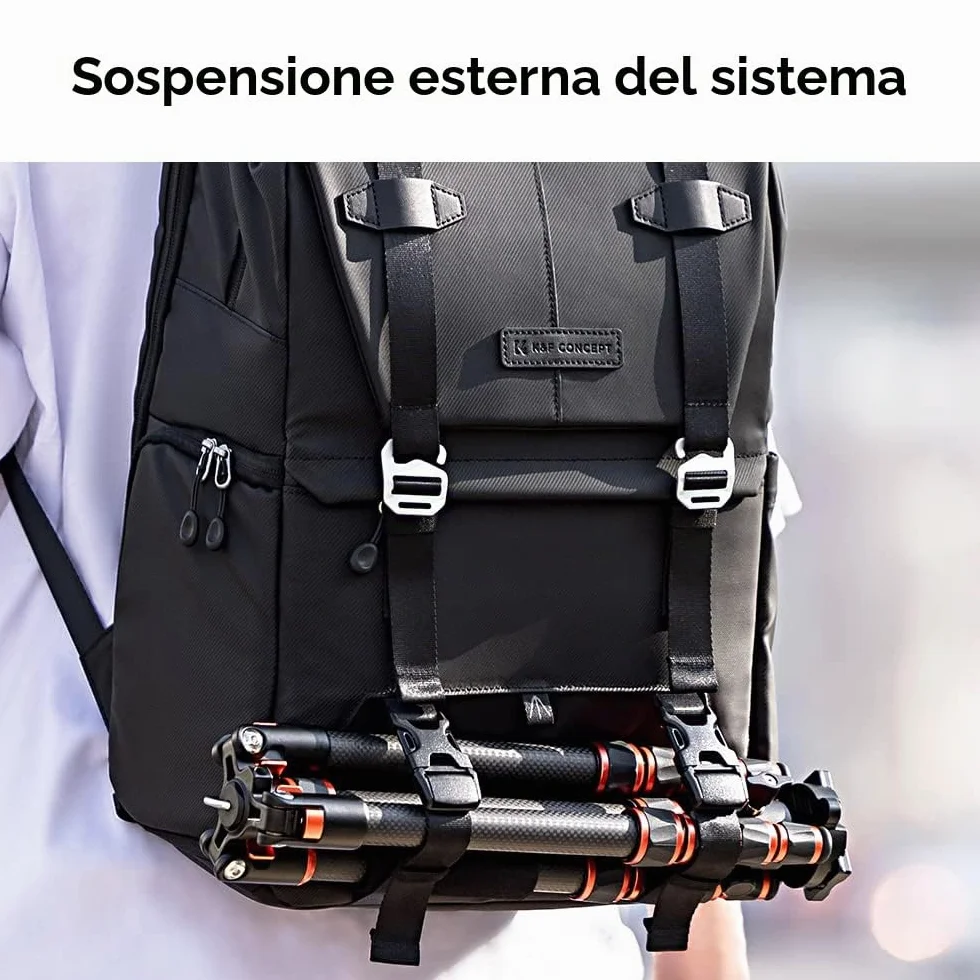 K&F CONCEPT Zaino per Fotocamera Professonale, 20L Borsa Fotocamera Fotografia Portatile, Multifunzionale Zaino Fotografico con Copertura Antipioggia, Scomparto per Laptop da 15.6 Pollici