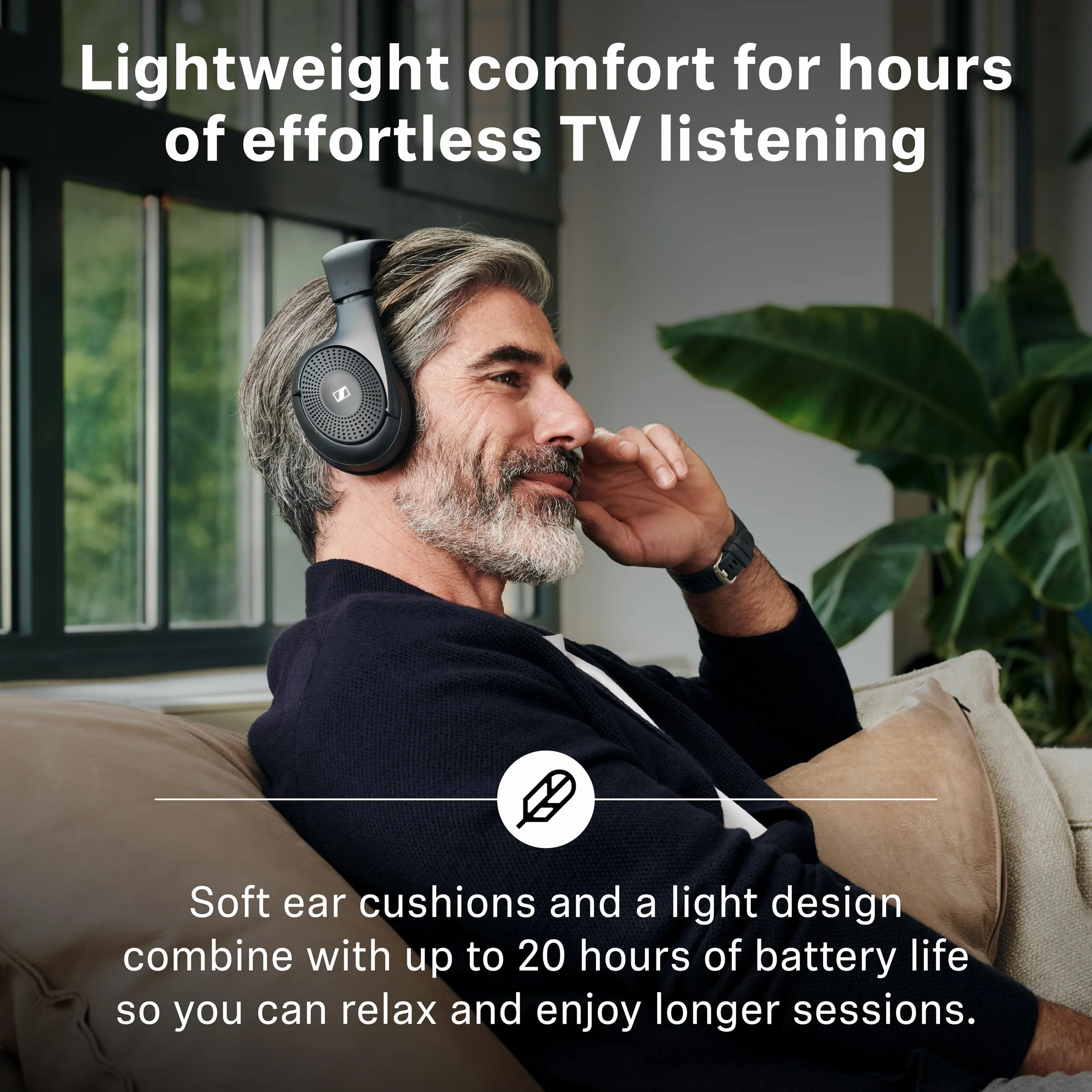 Sennheiser Cuffie Wireless RS 120-W On-Ear per TV, 3 Modalità Audio, Volume, Portata 60 m, Nero