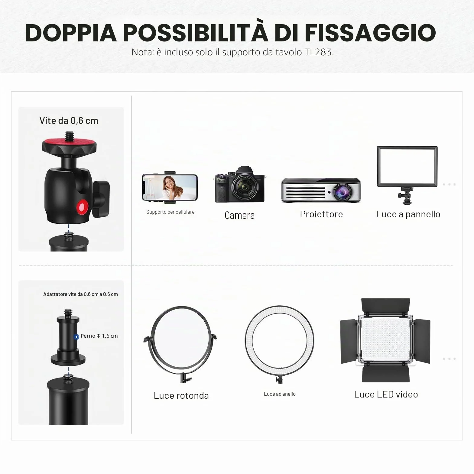 NEEWER Stand Estensibile da Tavolo con 1/4” Testa a Sfera, 43-102cm Regolabile Cavalletto con 1/4” Vite Adattatore & Morsetto-C per Reflex Digitali Luci Anulari Streaming Vlog, Massima Portata 3kg