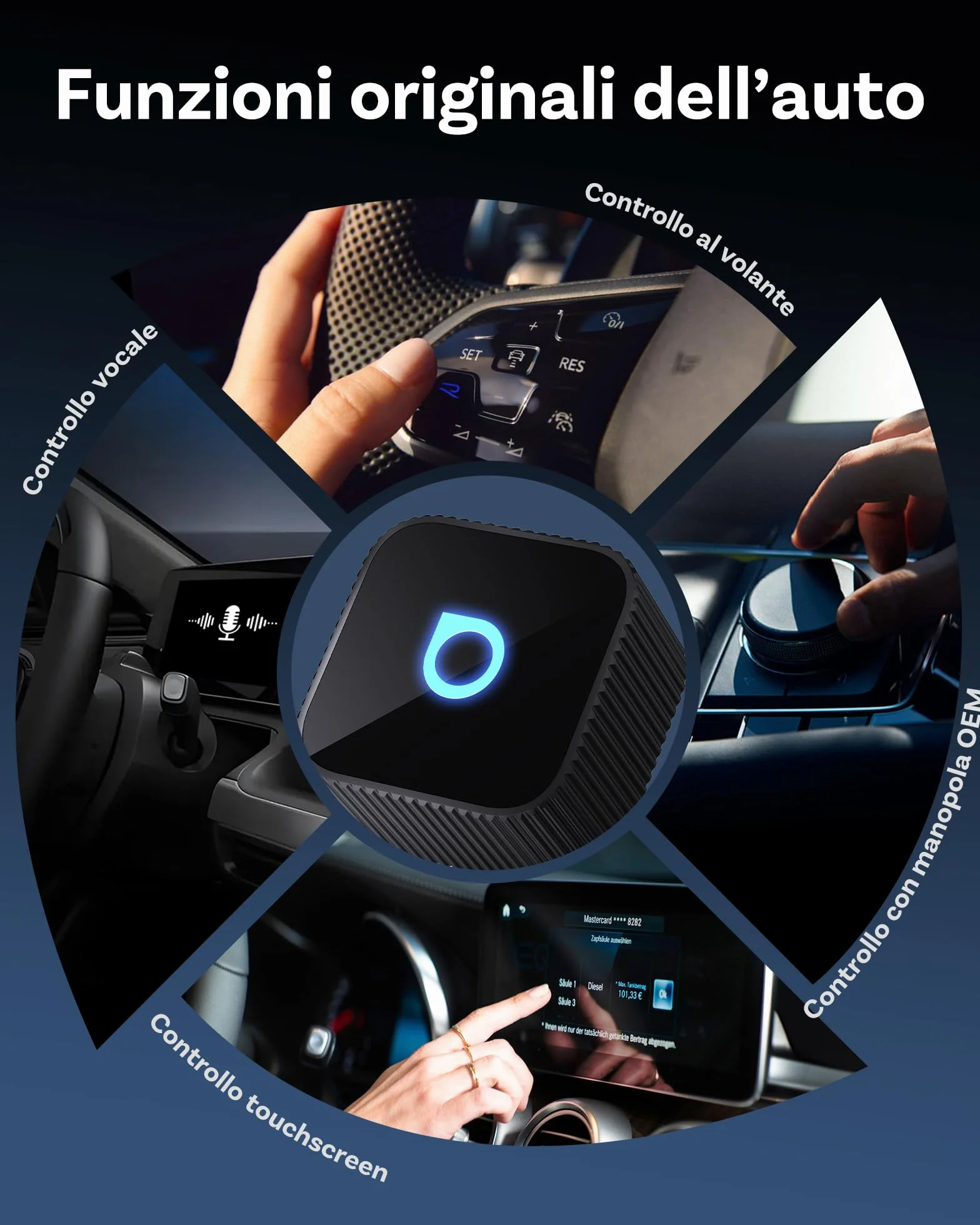 OTTOCAST MINI 3.0 Slim 2026 Adattatore CarPlay Wireless 2-in-1 iPhone Android Auto Connessione rapida Nero