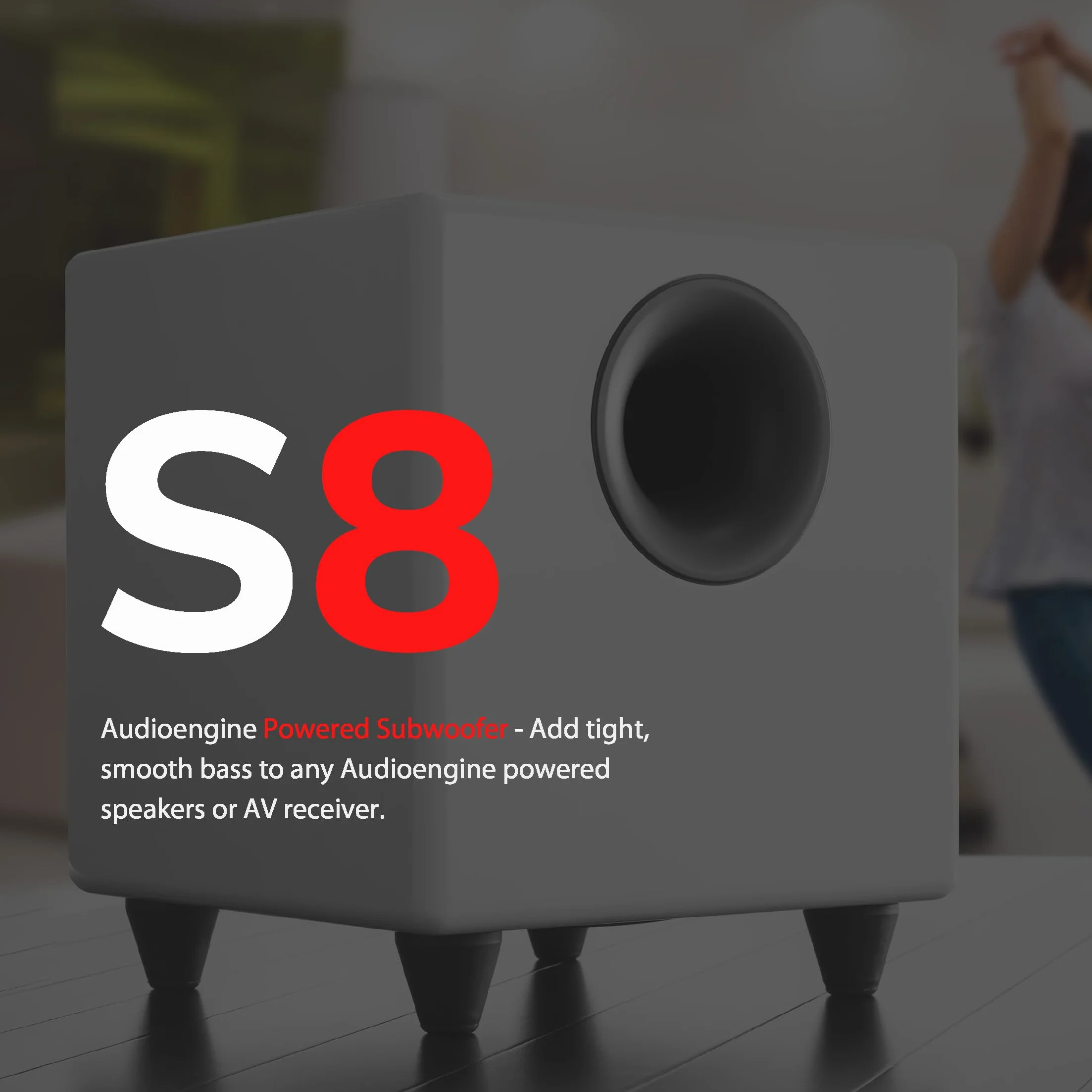 Audioengine S8 Subwoofer 250W 8 cala amplificatore incorporato cassa domestico