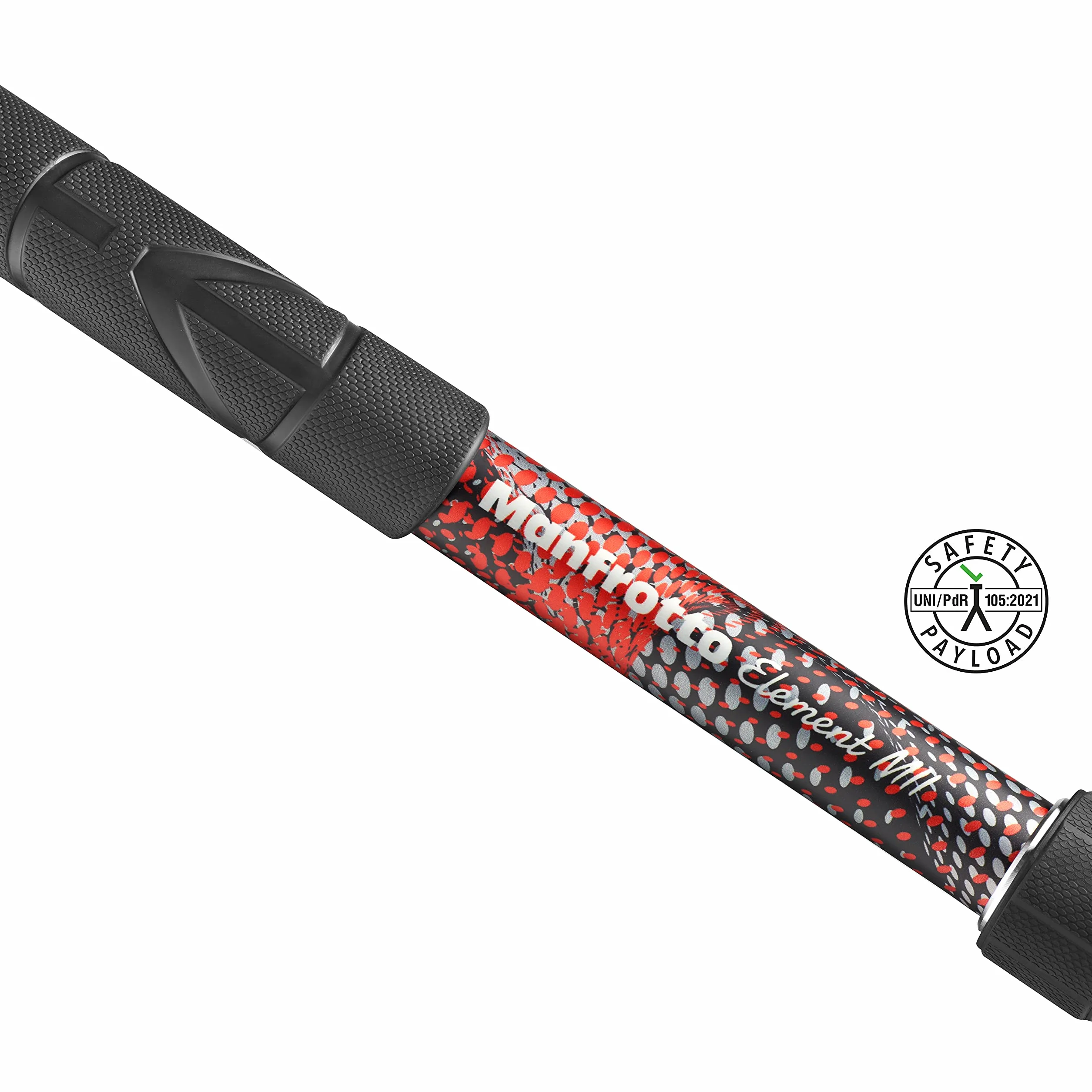 Manfrotto Element MII MMELMIIA5RD, Monopiede Alluminio 5 Sezioni Leggero da Viaggio, Rosso, Fascia da Polso, Impugnatura di Gomma, Twist Lock, Carico 15 kg, per Fotocamere Compatte, Mirrorless, Reflex