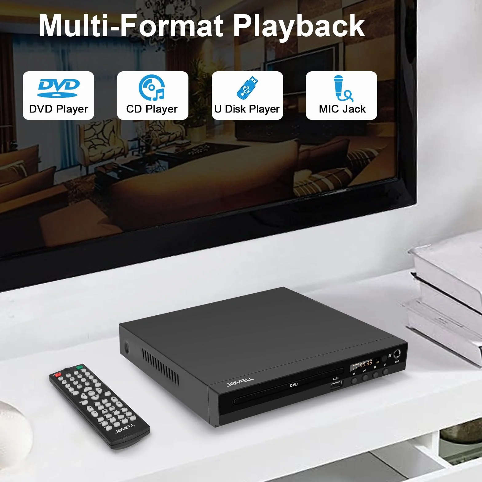 Lettore DVD con Uscita SCART, Modello-170 Lettore DVDs Multiregionale HD 1080P per Casa | Riproduttore CD DVD con Ingresso USB | Presa per Microfono | Cavo HDMI e RCA Inclusi (Guscio Metallico, Nero)