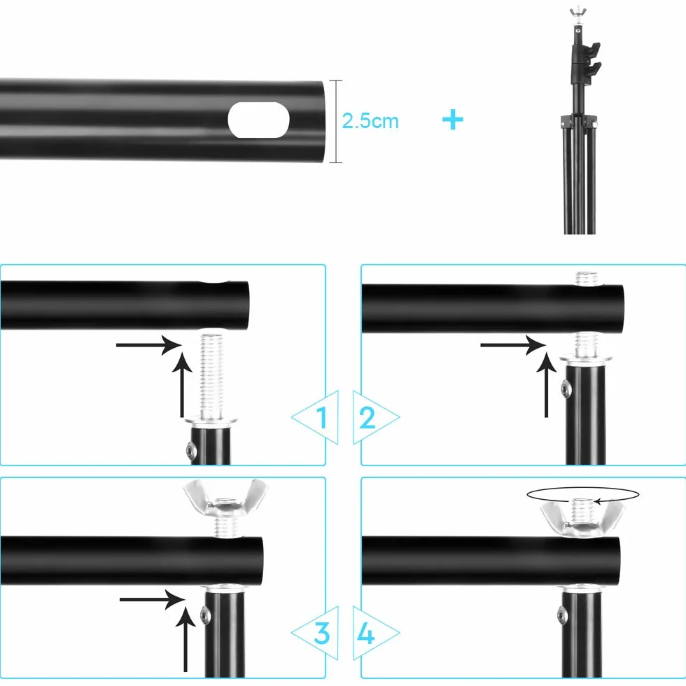 2x3 m Supporti per Sfondi, Professional Supporto di Fondale Fotografico, Forte e Portatile, con Borsa per il Trasporto, Adatto per Studio Fotografico, Live Streaming, Matrimoni ecc.