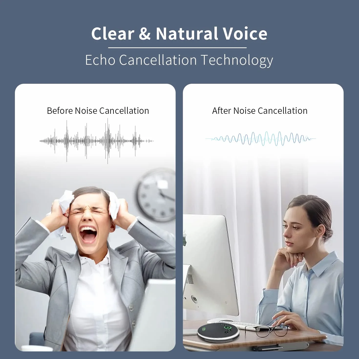 TONGVEO Altoparlante Bluetooth vivavoce USB, registrazione 360°, 4 microfoni AI, 8 ore conversazione 8-12 persone