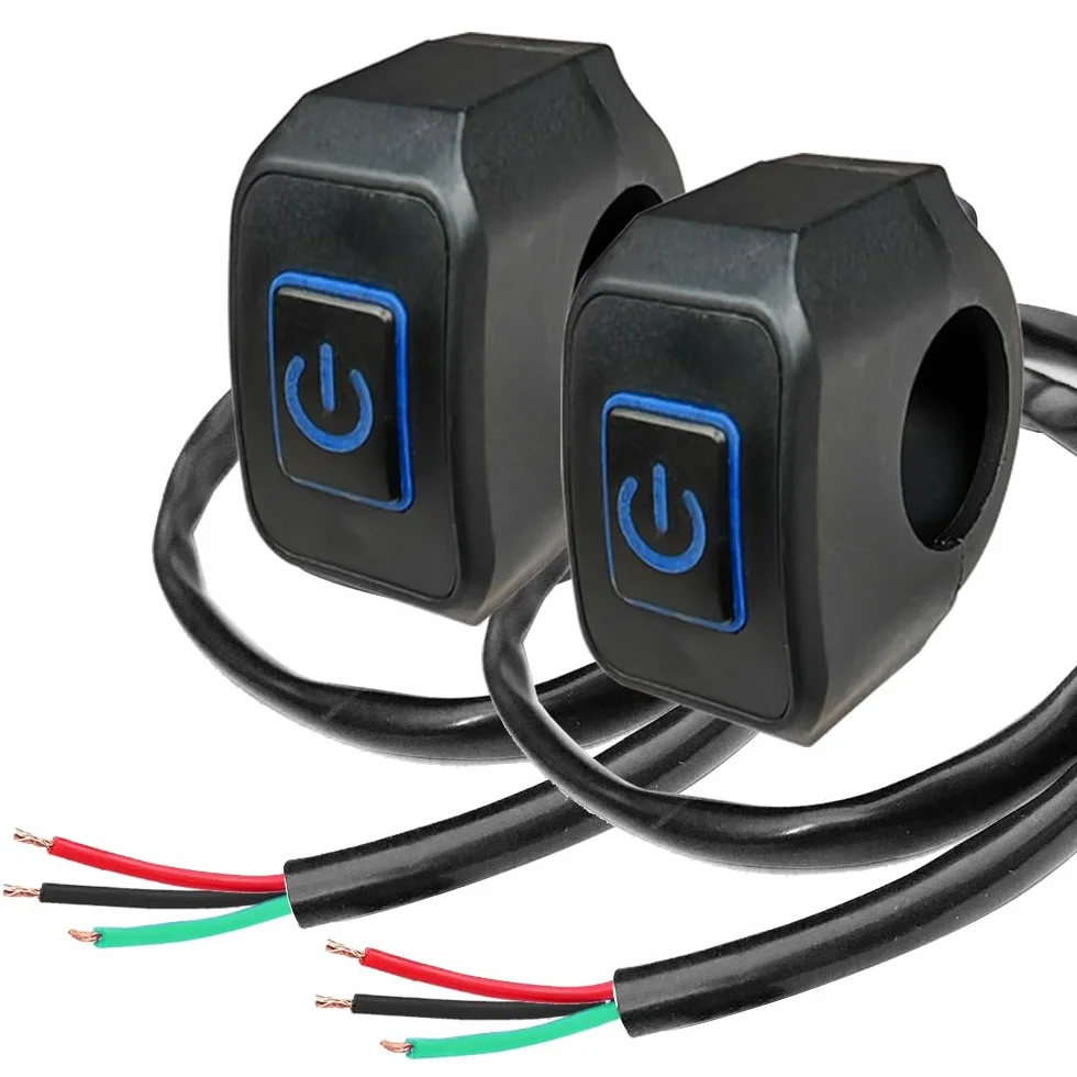 Gebildet Interruttori per Manubrio 22mm 7/8" IP65 Impermeabile per ATV Motociclette Biciclette Elettriche LED Blu
