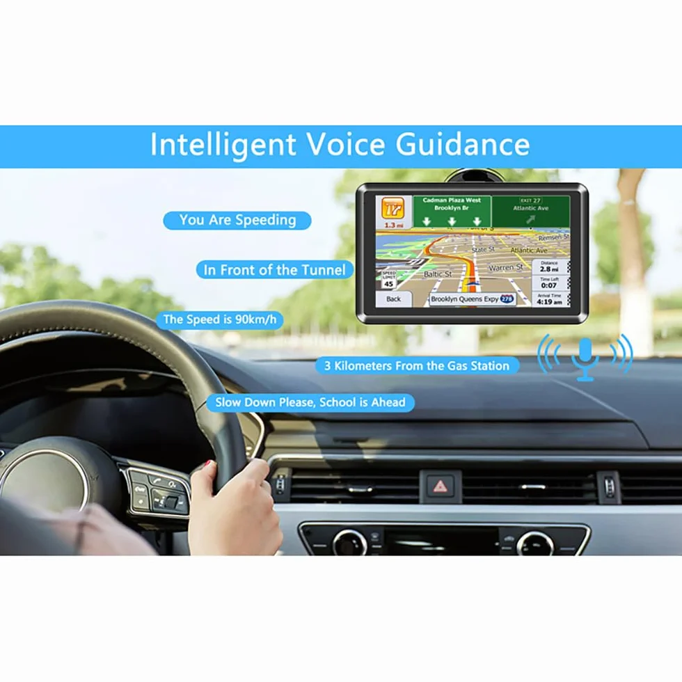NEWFUN Navigatore Camion,Navigatore Auto,2025 5 Pollici GPS Touchsceen 8GB,con POI Avviso Guida vocale Lane Programma gratuito a vita Aggiornamento UE,per Auto Camion