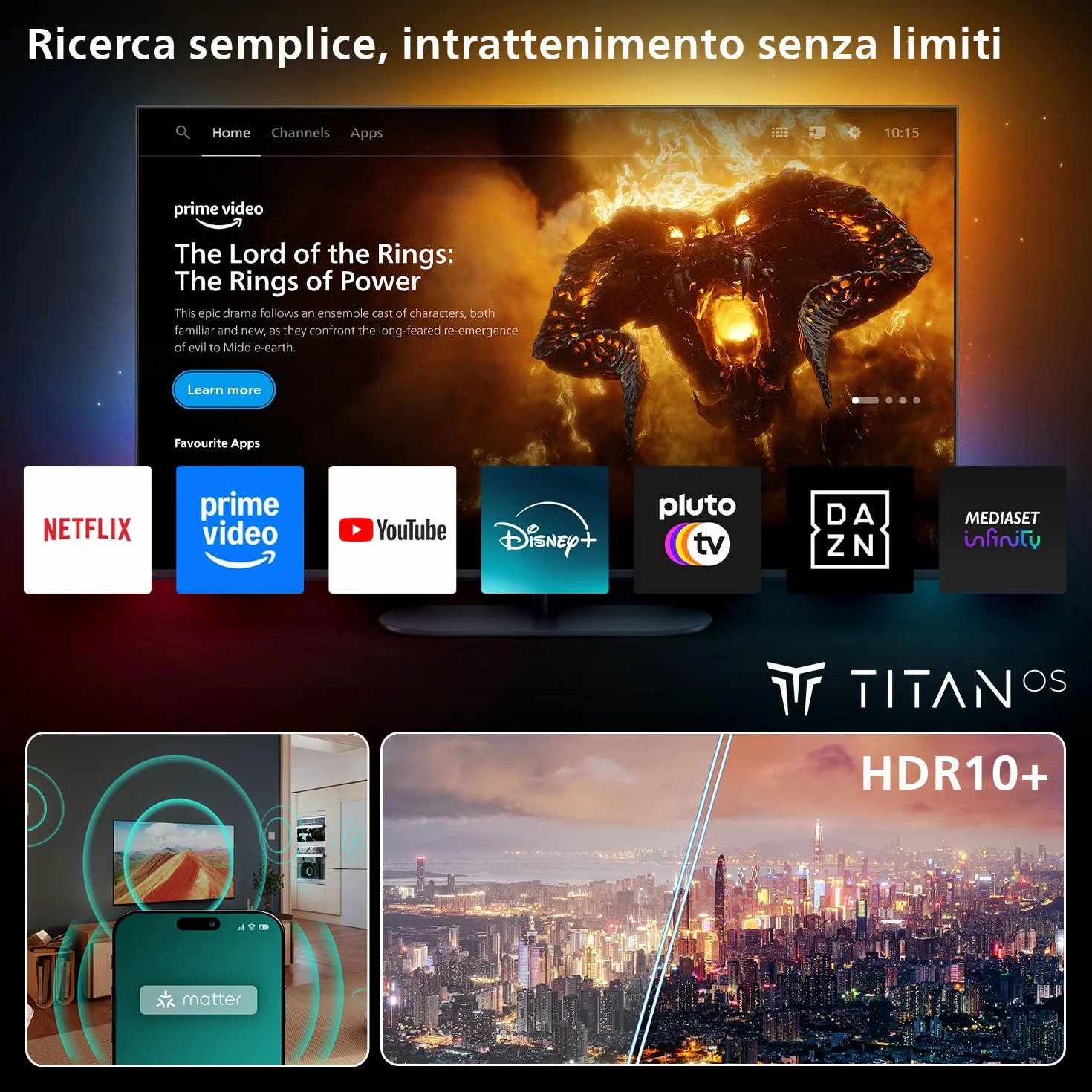 PHILIPS 50PUS7000 4K LED Smart TV 50 pollici Titan OS Pixel Precise Ultra HD Dolby Atmos