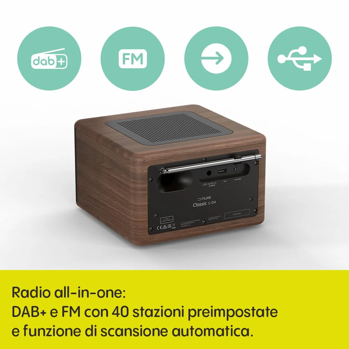 RADIO C/CD DAB+ BT CLASSIC C-D4 COFFEE BROWN/WALNU