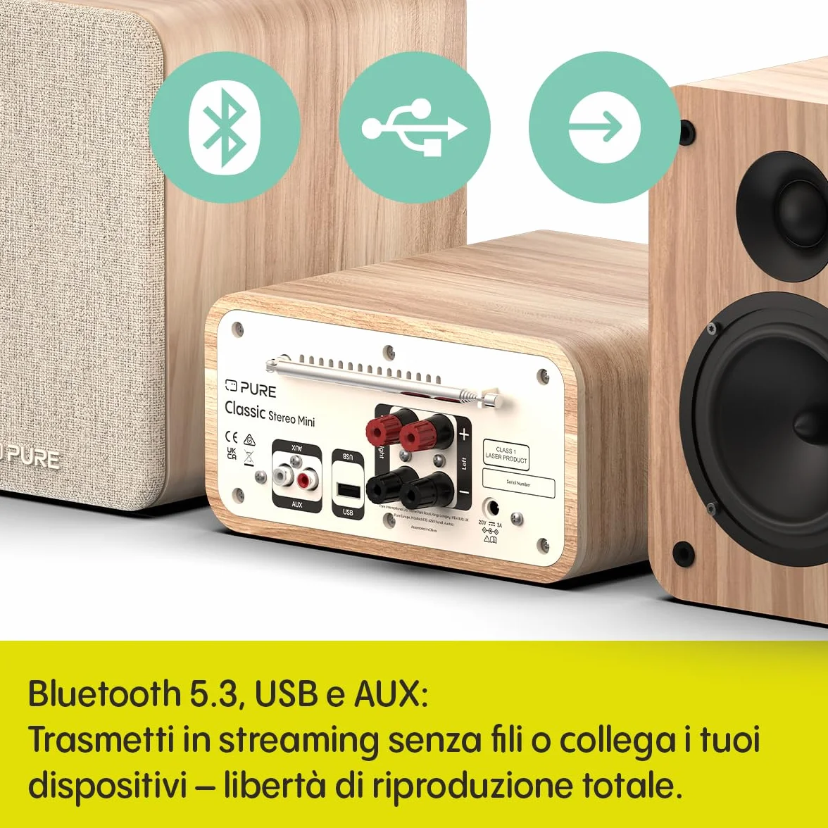 Compatti Mini Stereo Bluetooth Hi Fi 254591 CLASSIC Cotone Bianco