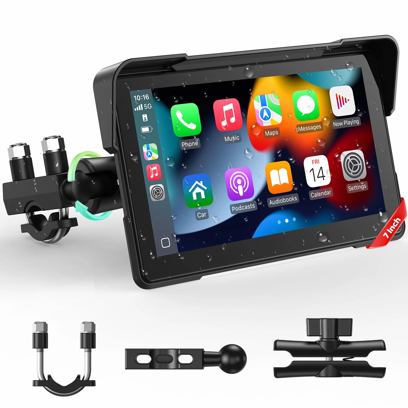 LAMTTO Schermo Wireless CarPlay e Android Auto per Moto, Aggiornamento Portatile da 7 Pollici con Touch Screen Impermeabile IP67 con Navigazione, Bluetooth Siri/G00gle Assistente