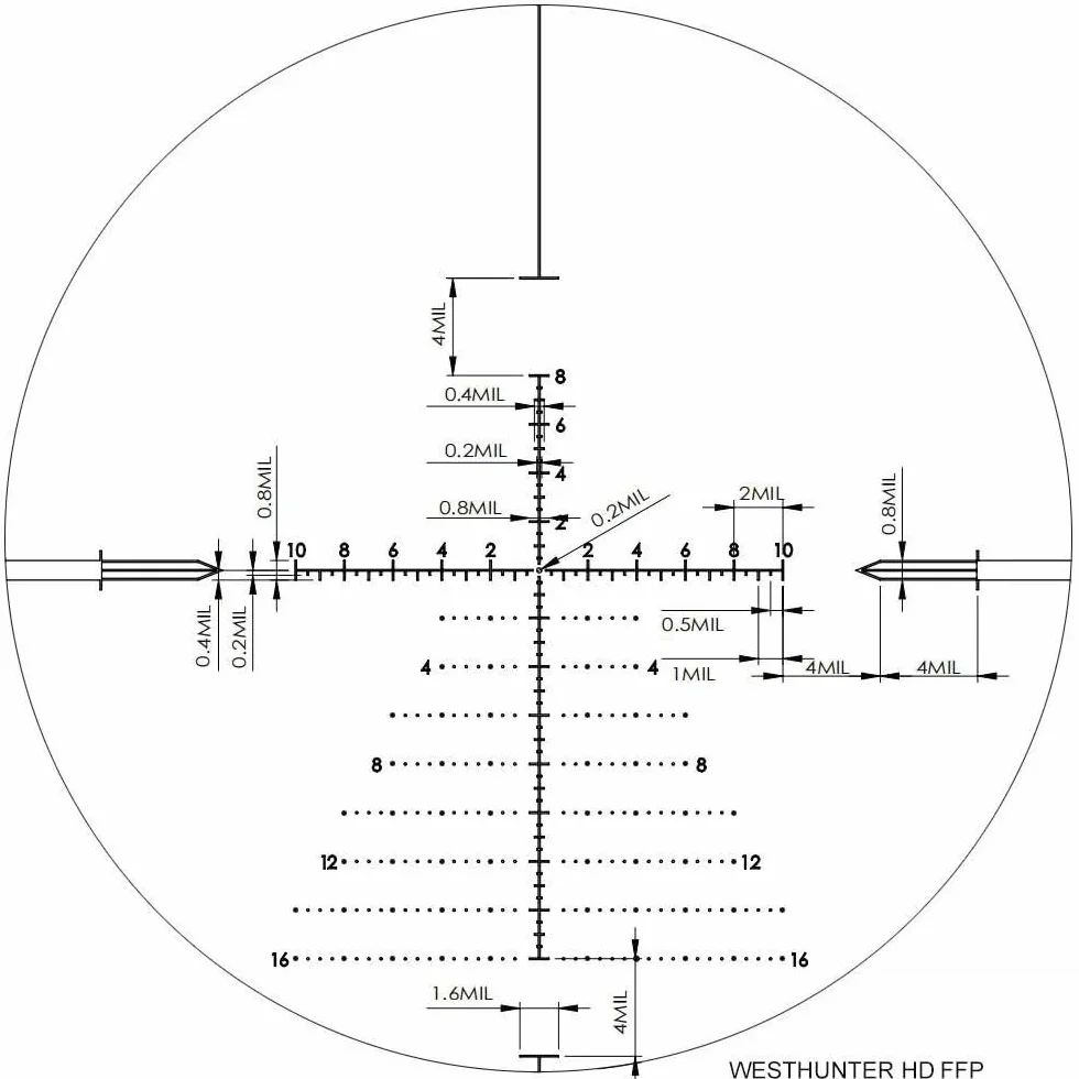 WestHunter Ottica HD 6 – 24 x 50 FFP, 30 mm First Focal Plane tattico di precisione (1/10 MIL)