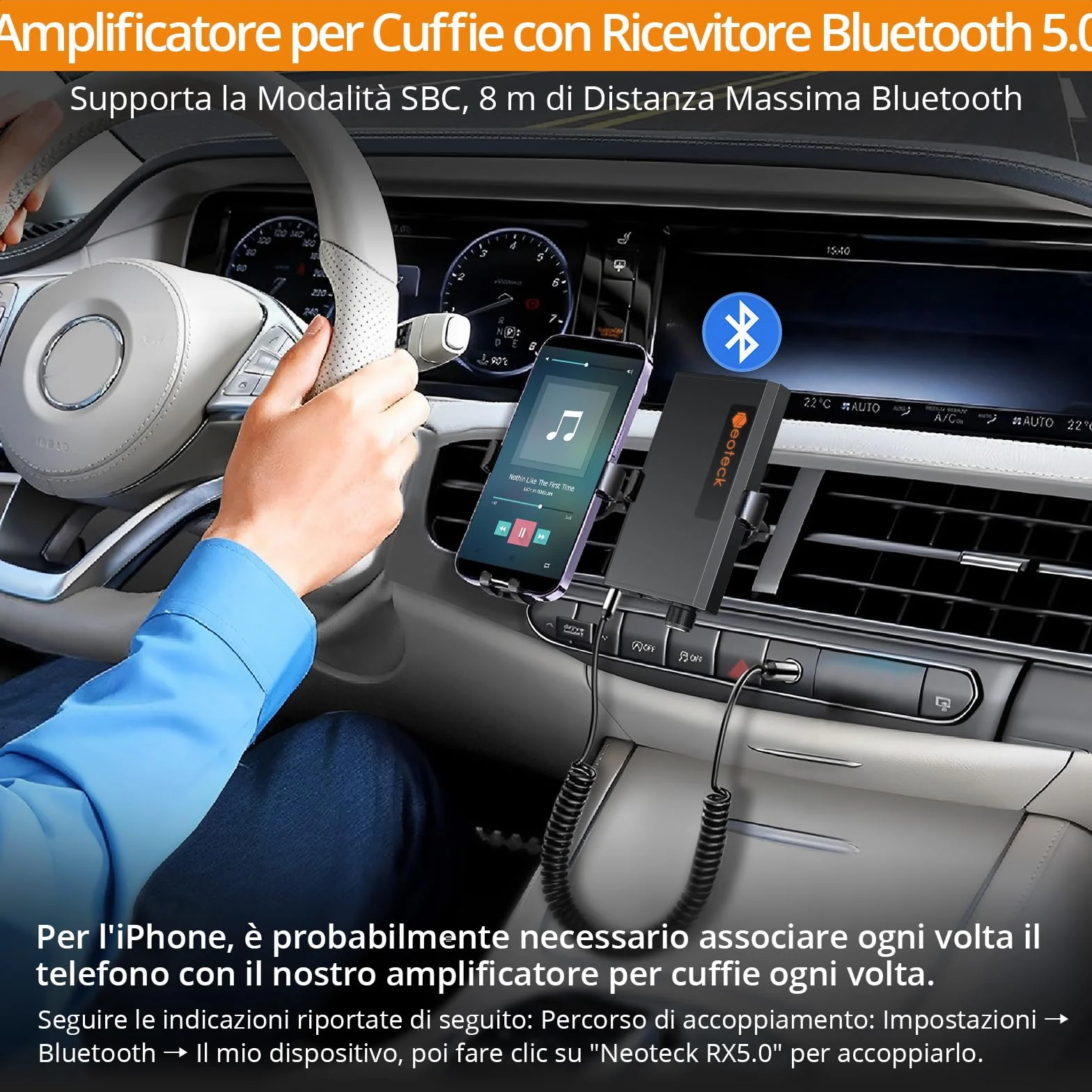 Neoteck 3.5 mm Amplificatore Portatile Cuffie con Ricevitore Bluetooth 5.0 Amplificatore Cuffie 16-300Ω Amplifier Audio Ideale per MP3 MP4 Smartphone Digitale Players Computer