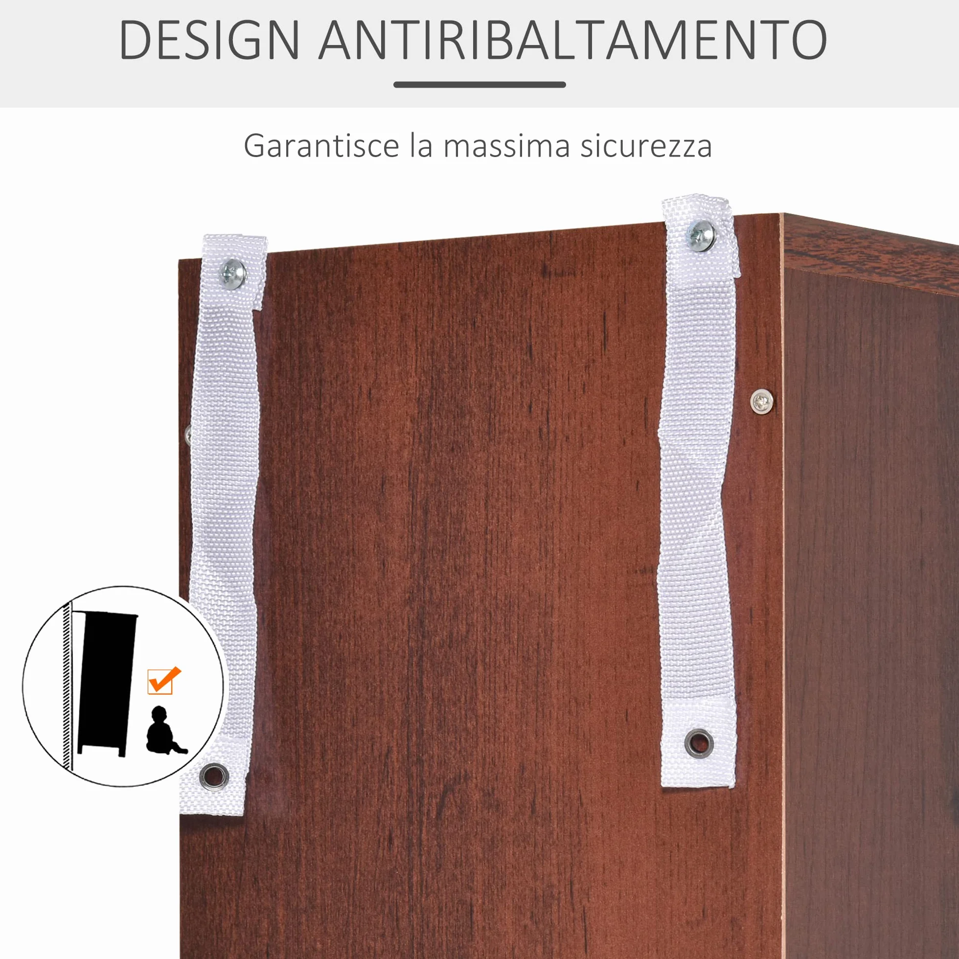 HOMCOM Mobiletto porta CD da Parete con Mensole semplice elegante funzionale in Legno mobile marrone 21 x 20 x 175cm