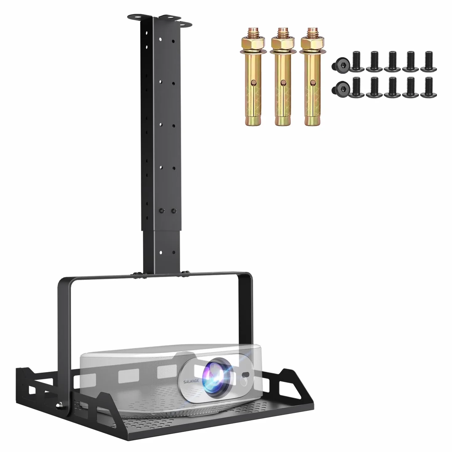 Salange Supporto per proiettore da soffitto, regolabile in altezza, universale, per proiettori nascosti, portata fino a 10 kg, per home theater e ufficio, nero