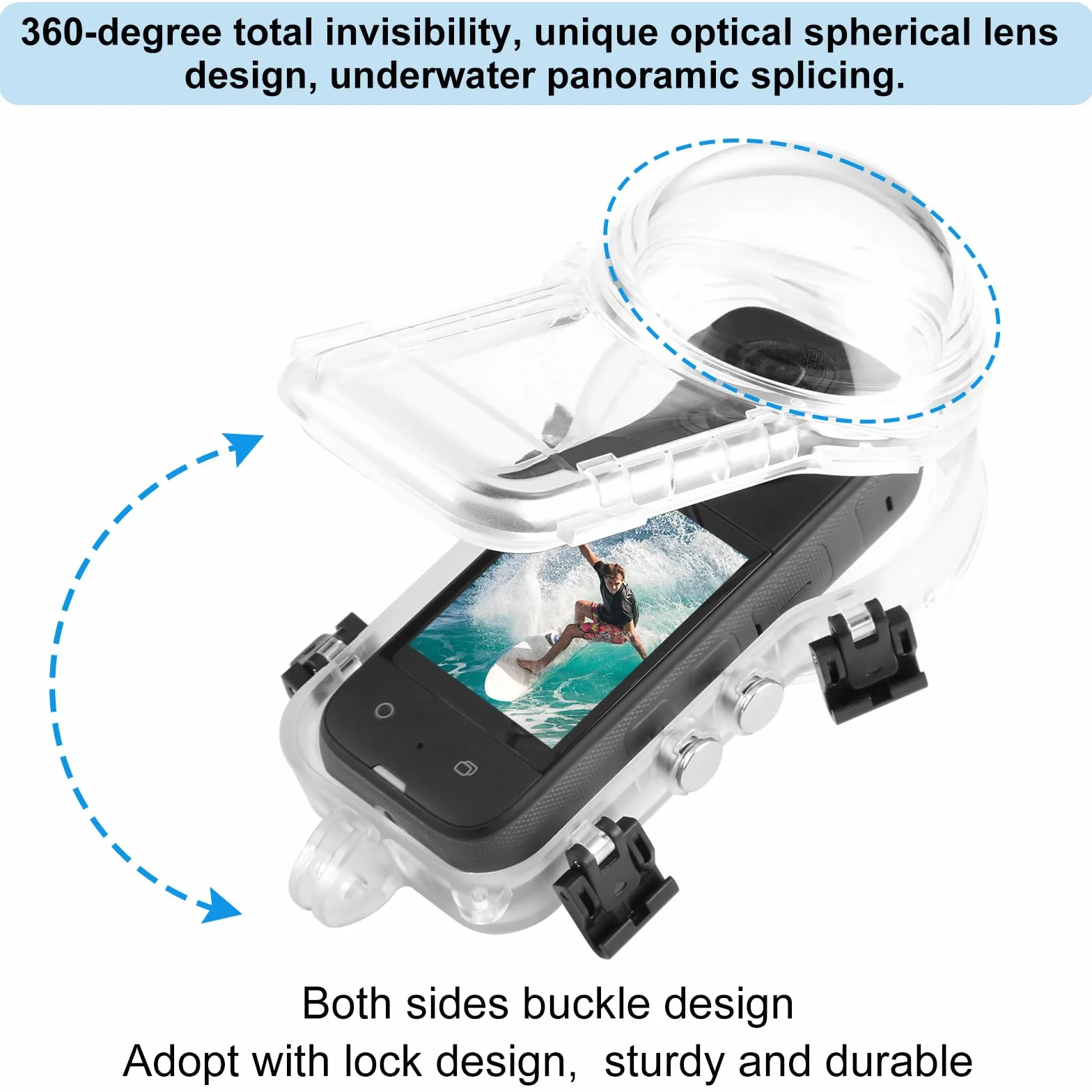 PULUZ 60m Impermeabile Custodia Sigillata Dive Case per Insta360 X5, Protettiva Subacquea Copertura Invisibile Fotografia a 360 Gradi Accessori