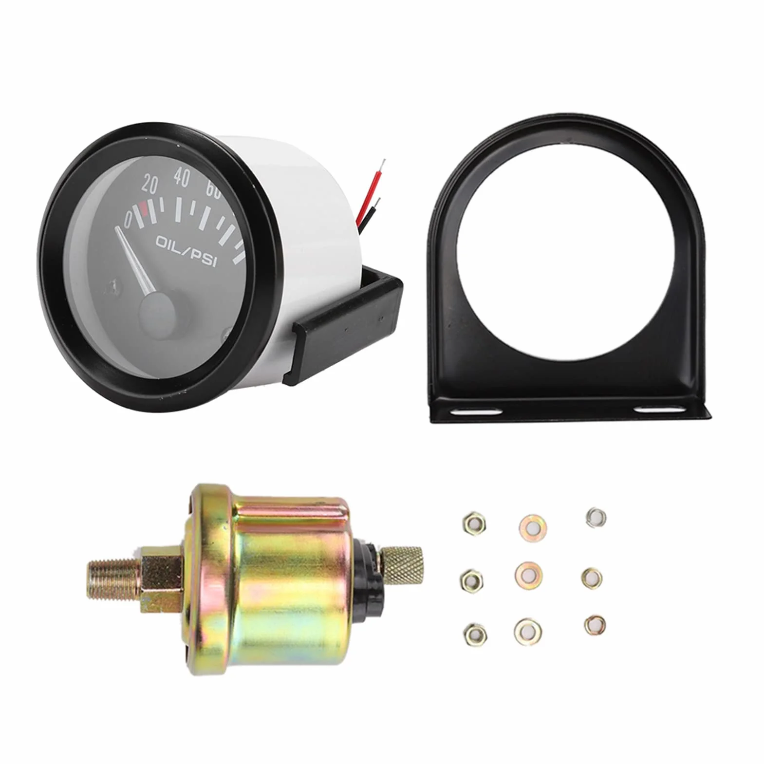 Manometro Olio, 52mm/2 Pollici 12V Indicatore Elettromagnetico per Manometro Olio Universale per Auto Misuratore Modificato Automaticamente