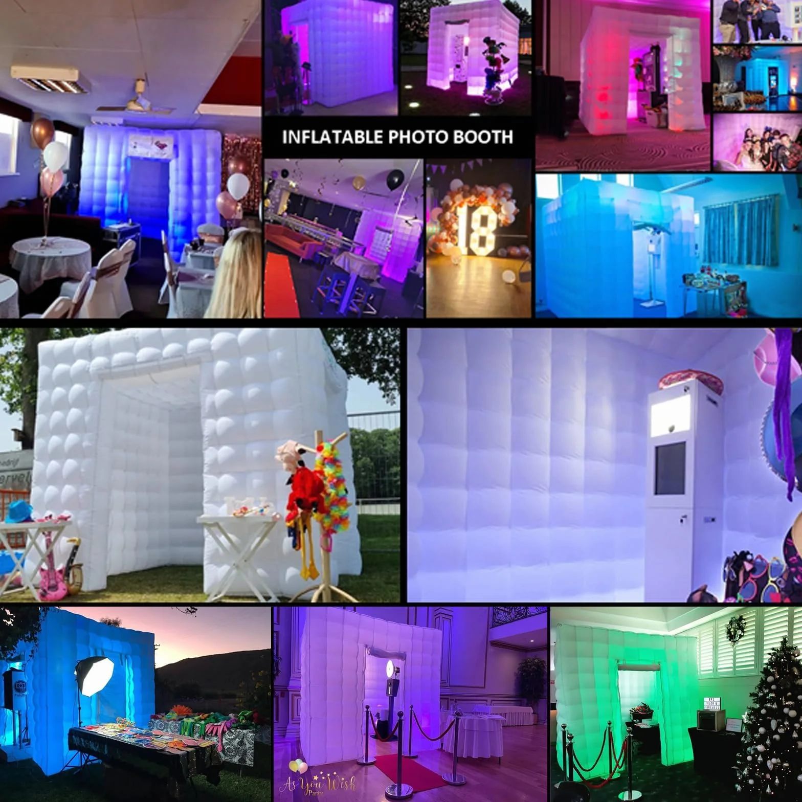 SAYOK Alloggiamento gonfiabile per foto con luce LED e soffiatore d'aria, tenda da 2,5 m, per eventi di matrimonio (due porte)