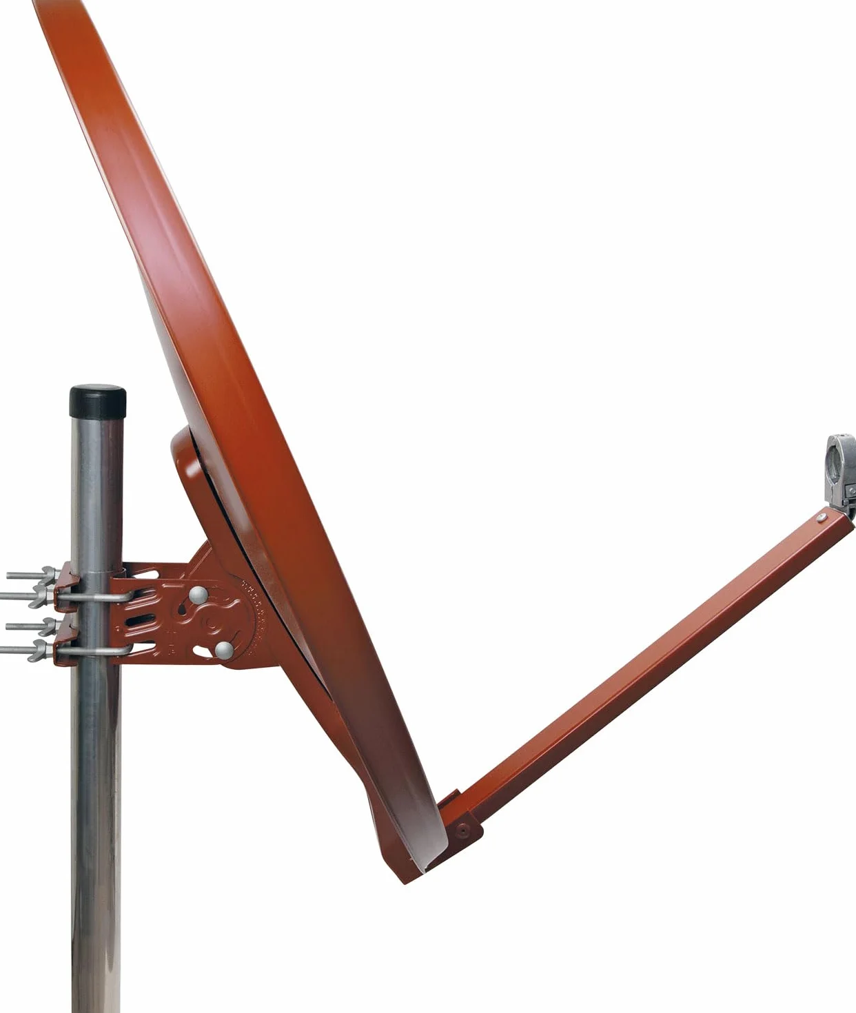 SCHWAIGER 265 Antenna satellitare 88cm Antenna SAT in alluminio Impianto satellitare Offset Antenna LNB Braccio di supporto Montaggio su palo Specchio satellitare Rosso mattone