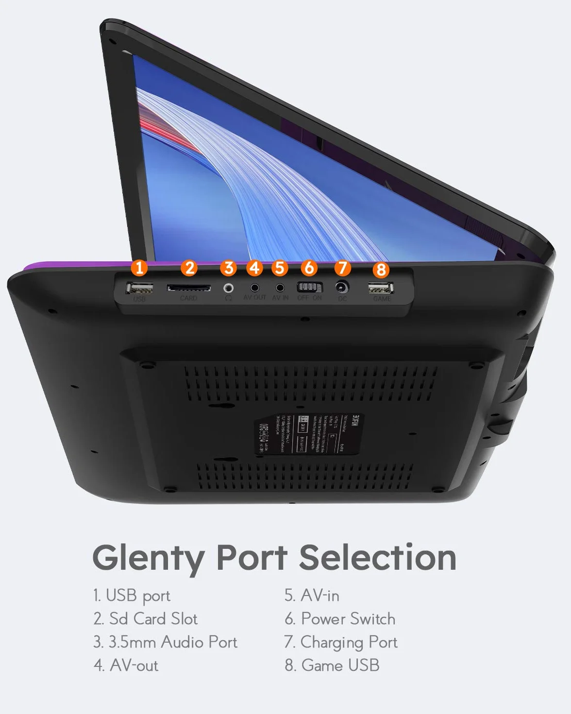 BOIFUN 17.5" Portable DVD Player with 15.6" Large HD Swivel Screen, 6 Hours Rechargeable Battery, Support USB/SD Card/Sync TV and Multiple Disc Formats DVD Player, High Volume Speaker, Purple