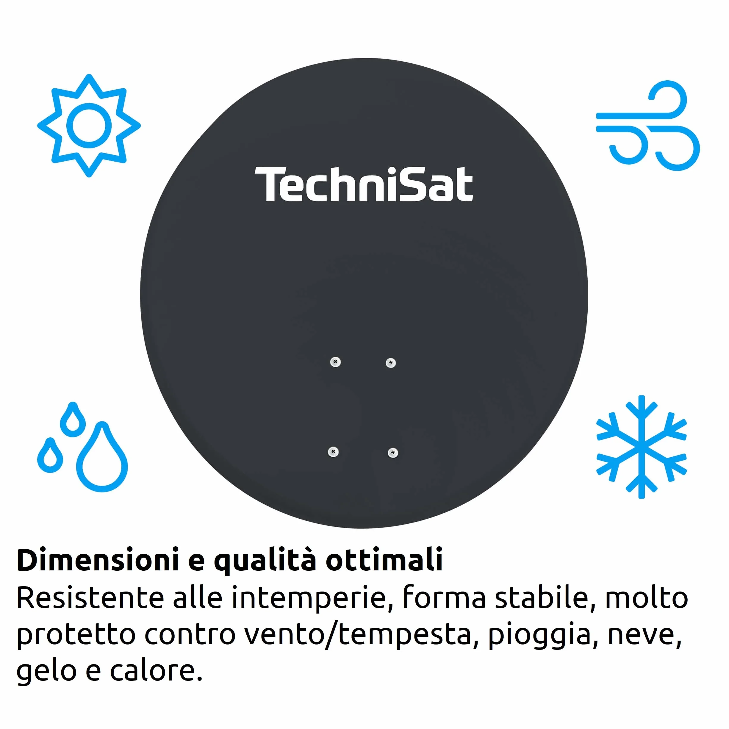 TechniSat TECHNITENNE 60 - Parabola satellitare per 2 utenti (Impianto satellitare digitale da 60 cm, Set completo composto da antenna con supporto per palo e LNB universale a doppia uscita) Antracite