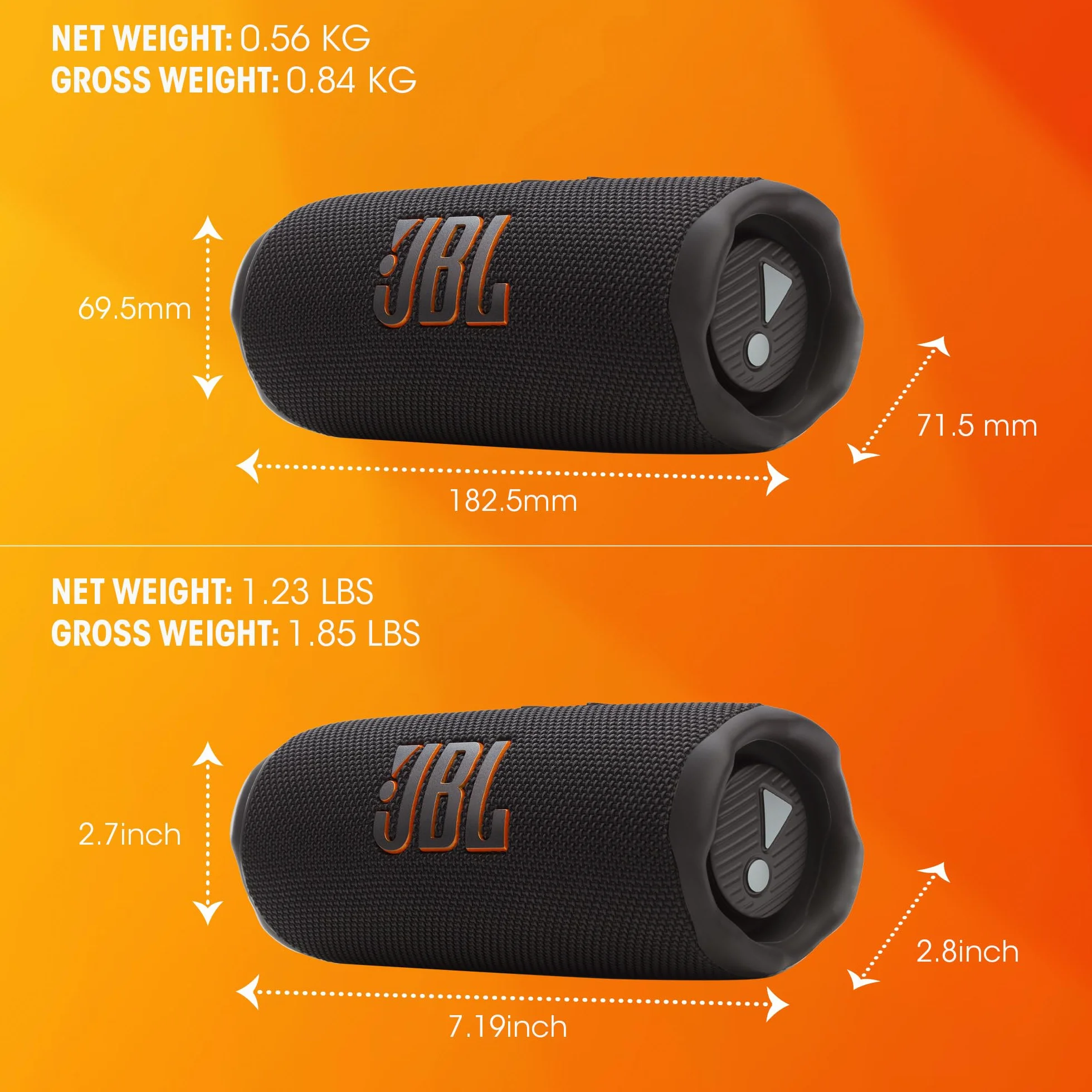JBL Flip 7 Speaker Bluetooth Portatile Wireless, 16 Ore di Autonomia, Impermeabile IP68, Resistente alla Polvere e Antiurto, Suono JBL Pro con AI Boost, Connessione Multi-Speaker Auracast, Nero