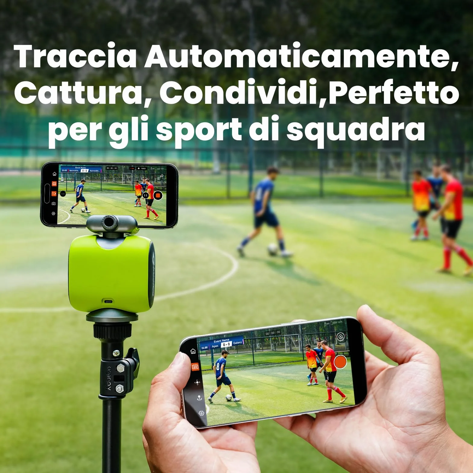 XbotGo Chameleon Action Cam 4K 60FPS - Monitoraggio Del Calcio E Registrazione Del Basket Per Gli Action Cam Per Sport Di Squadra, Live Streaming, Compatibile con iOS E Android (Grafite Lava)