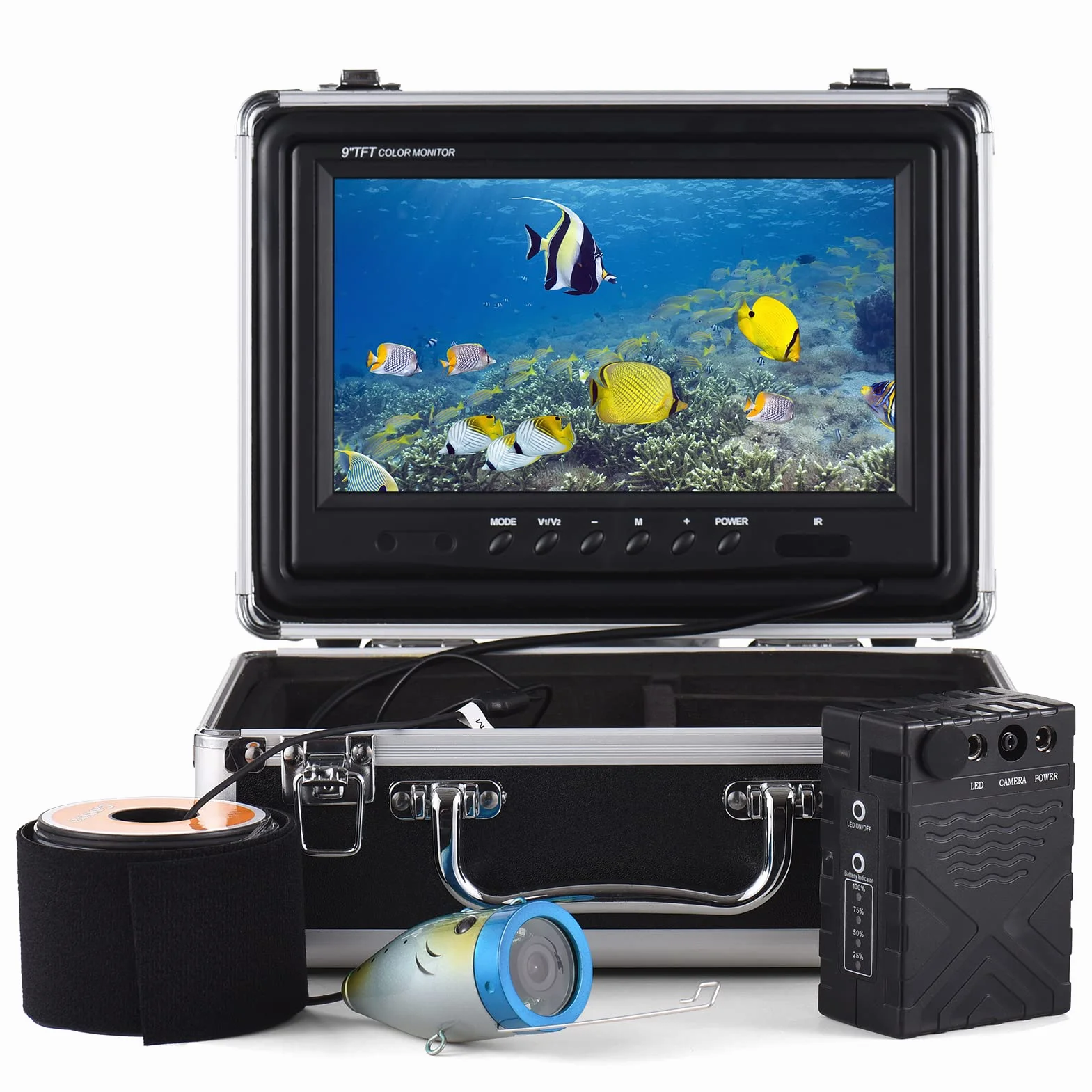 Fotocamera per la pesca sott'acqua, 1200TVL, telecamera subacquea, con 12 LED IR da 7 pollici/9 pollici, display LCD da 15 m/30 m/50 m, cavo IP68, impermeabile, per pesca sul ghiaccio