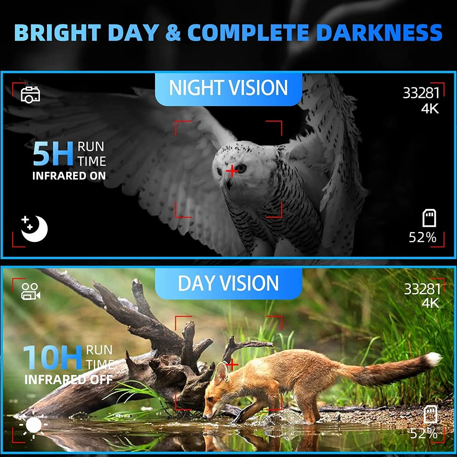 zalati Occhiali per la visione notturna Binocolo a infrarossi 4K con display da 3" Batteria ricaricabile per la caccia
