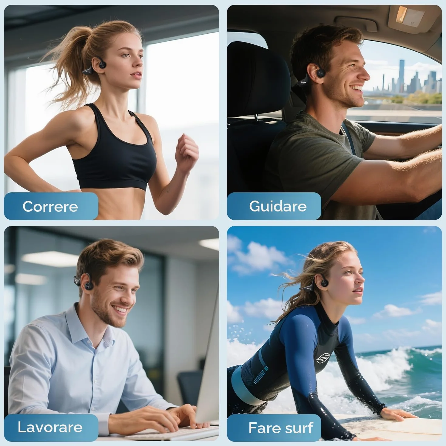 Cuffie Conduzione Ossea, IP68 Impermeabili per Nuoto, Bluetooth 5.3 Open-ear Cuffie per Corsa Ciclismo Guida Fitness