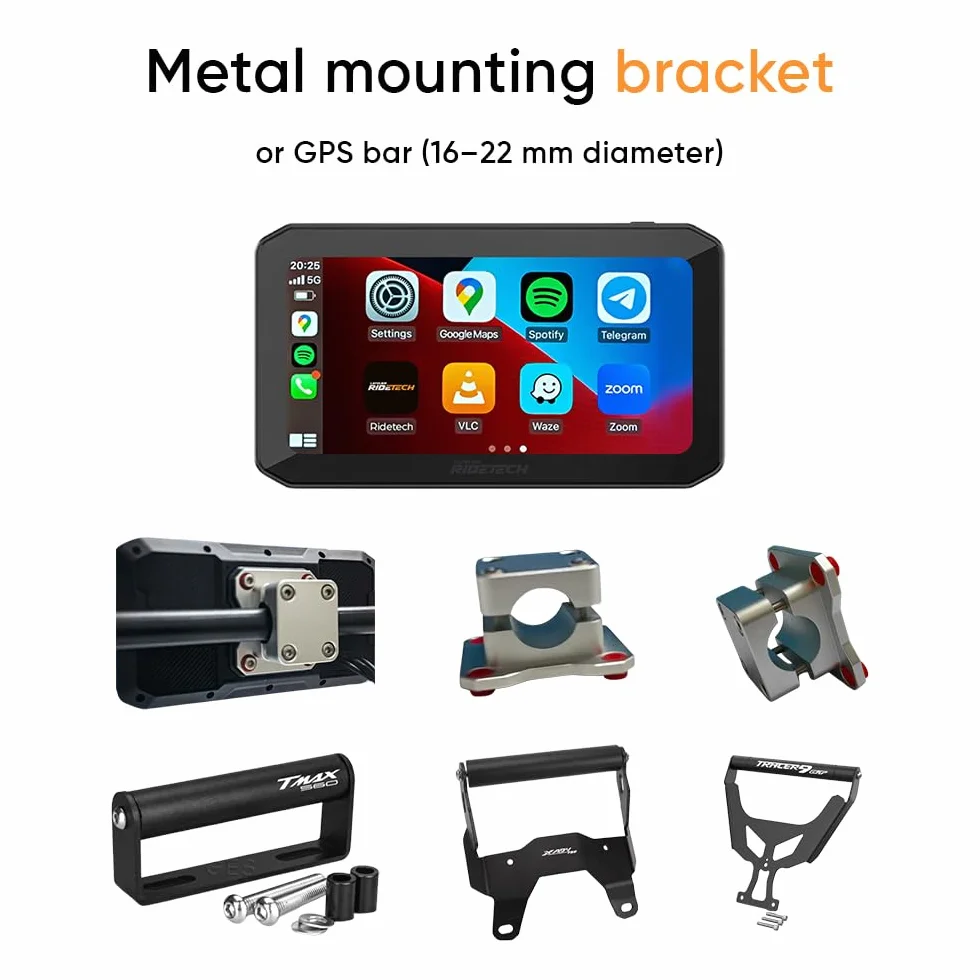 Schermo CarPlay Moto 6.25" Laridetech Titan 6 – Apple CarPlay Android Auto, GPS Navigazione Moto, Dashcam, Schermo Moto Impermeabile Universale (Titan 6 Start)