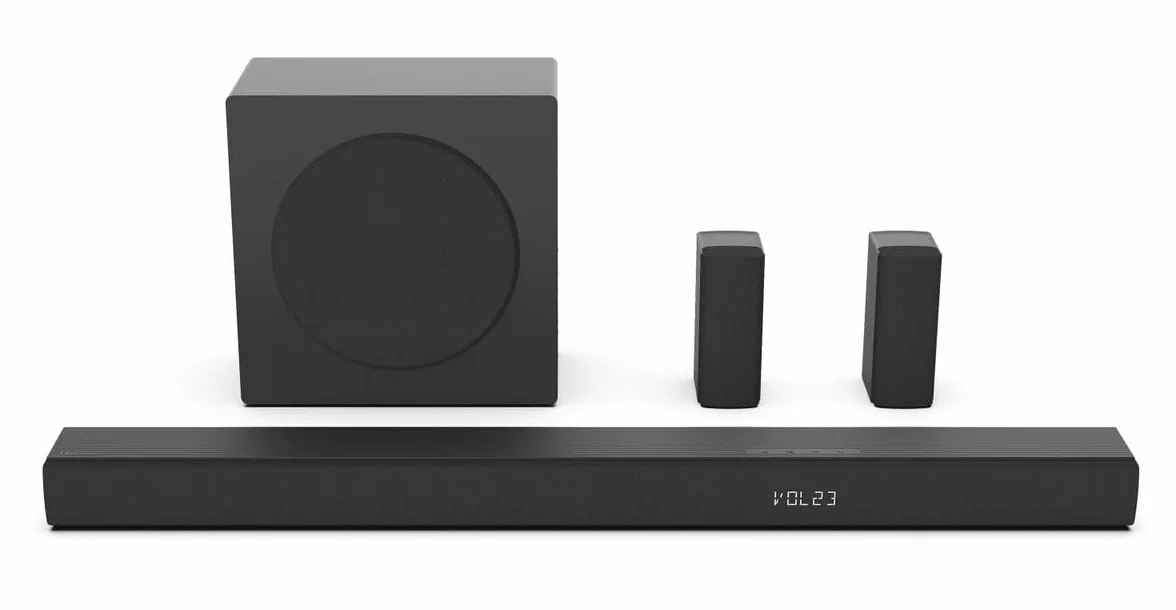 Hisense AX5100Q - Soundbar 5.1, 580 W, subwoofer, altoparlanti posteriori senza fili, Dolby Atmos, Hi-Concerto, HDMI eARC, Bluetooth 5.3