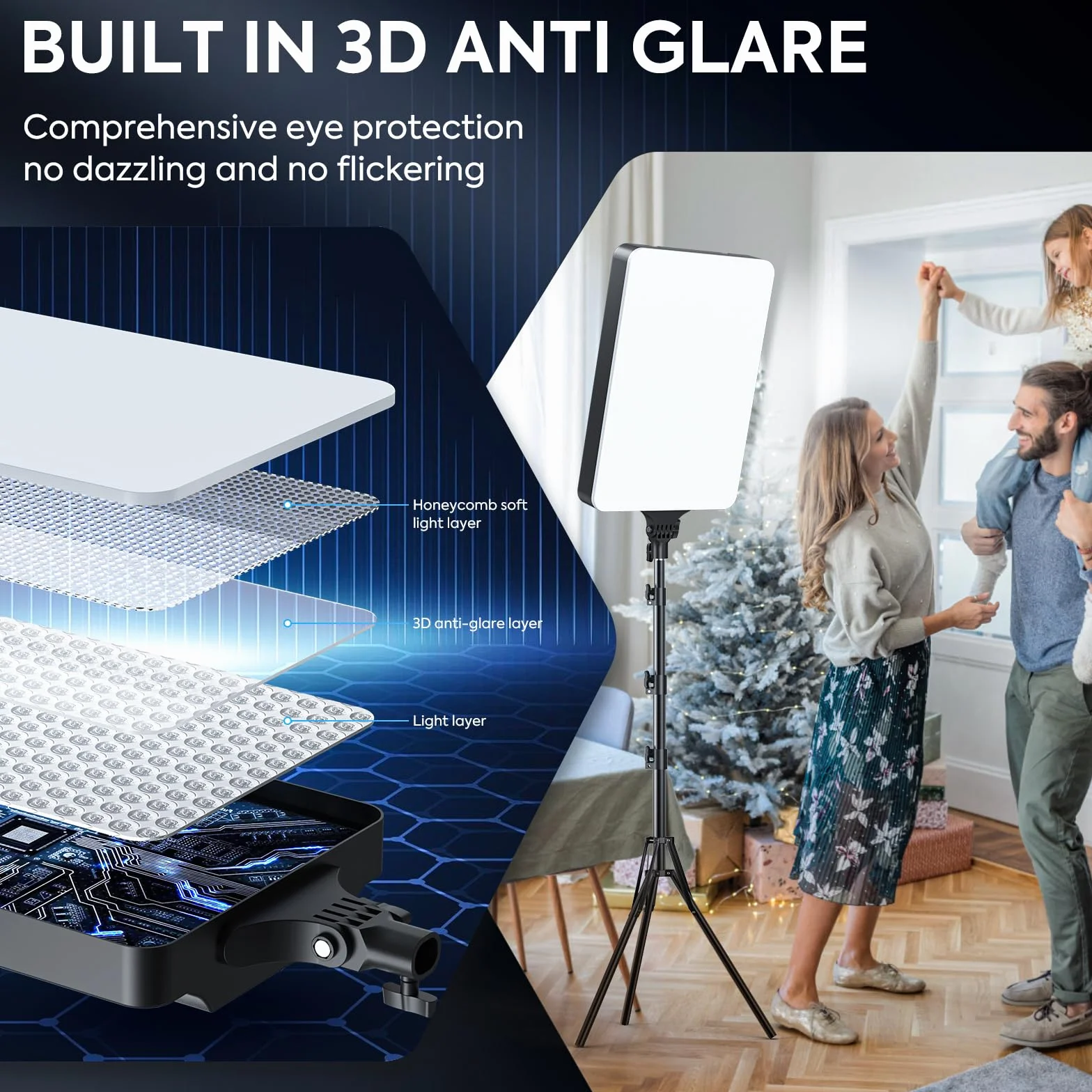 Set di 2 luci video a LED da 24 pollici, 2800-6500 K, dimmerabili, illuminazione continua per fotografia, con telecomando e treppiede da 200 cm, CRI 96+, luci da studio per TikTok, YouTube