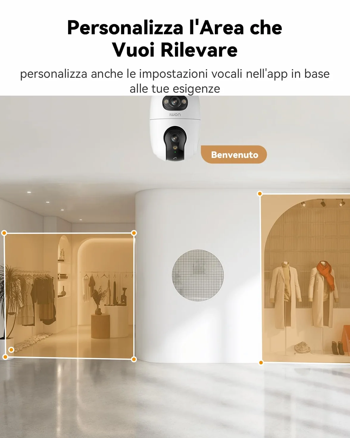 Imou 3K(3MP+3MP) Telecamera WiFi Interno Doppio Obiettivo, 360°PTZ Videocamera Sorveglianza con One-Touch Chiamata, Rilevamento AI Umano/Animali, Visione Notturna a Colori, Modalità Privata, 2,4/5GHz
