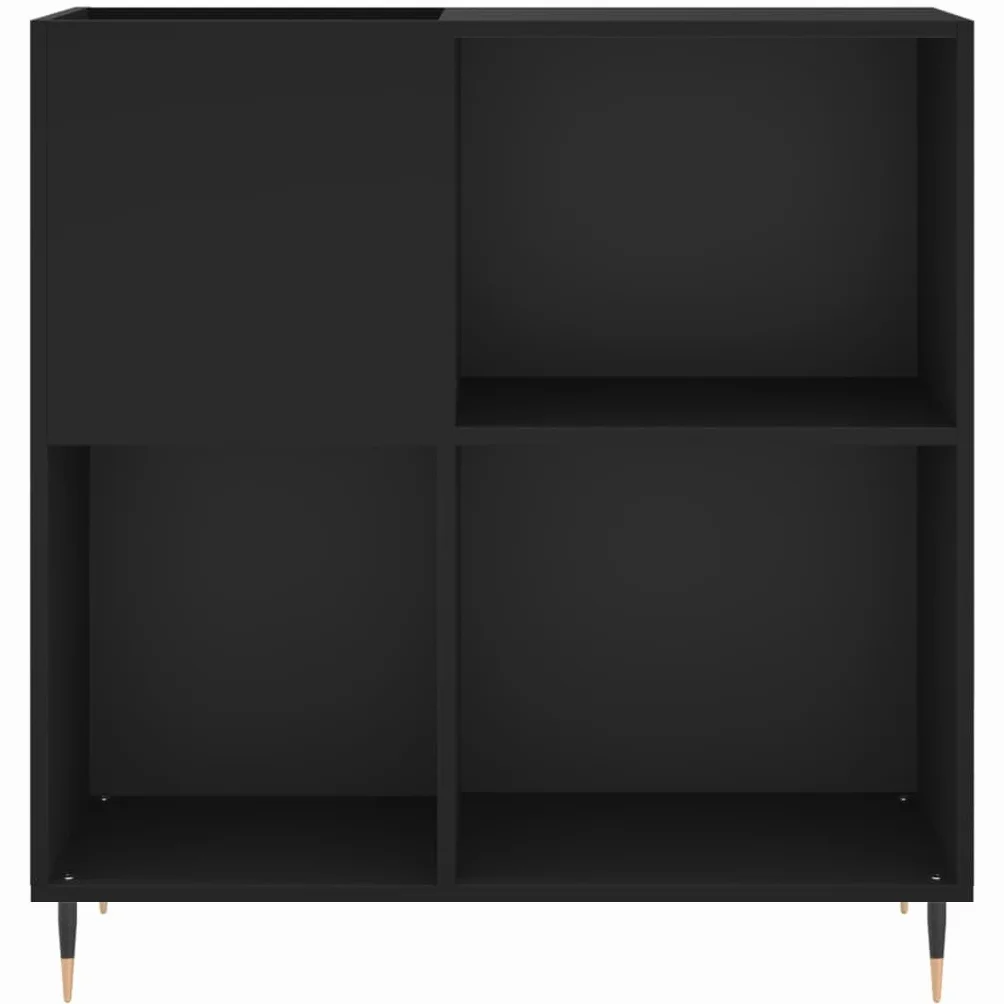 Scaffale Legno Multistrato 84,5x38x89 cm - Porta Dischi, CD e Vinile - Libreria Stretta - Mobile Salotto - Mobiletto TV - Nero