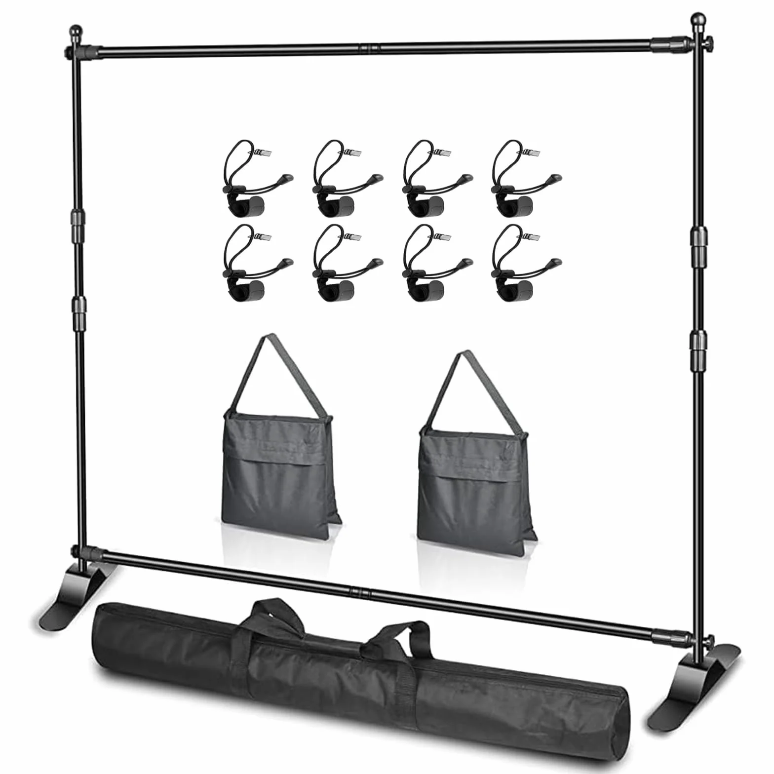 EMART Supporto per Sfondo 3 x 2,4 m, Supporti per Sfondi Fotografico Regolabile con 2 Sacchi di Sabbia, Banner Stand per Studio, Ritratto e Fotografia di Prodotto