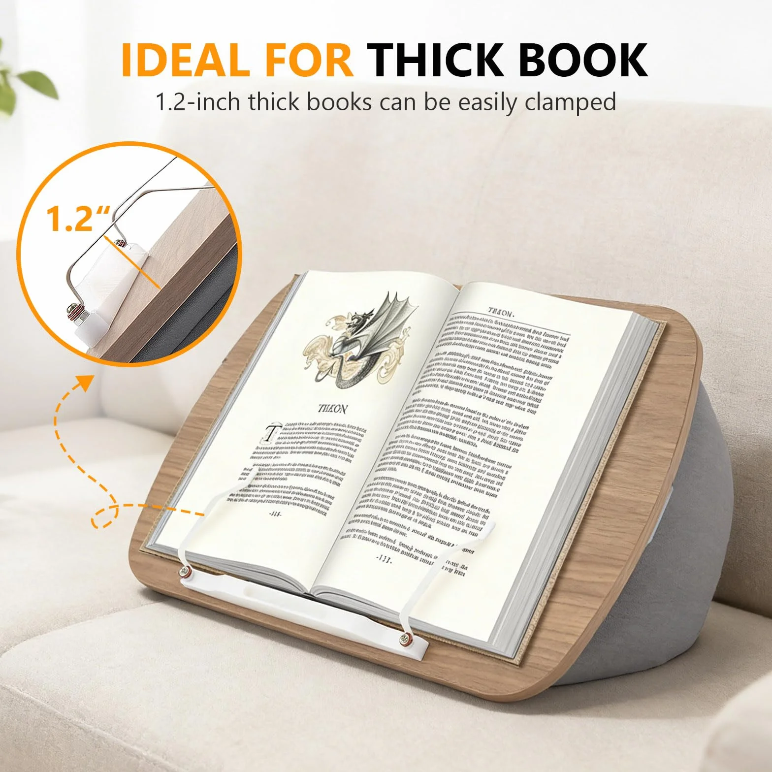 Supporto Per Libri a Sacco Pouf Porta Libri, Tavolino da Grembo per Divano, Letto, Scrivania - Porta Libri Leggio da Letto con Fermapagine - Compatibile con Computer Portatile e Tablet