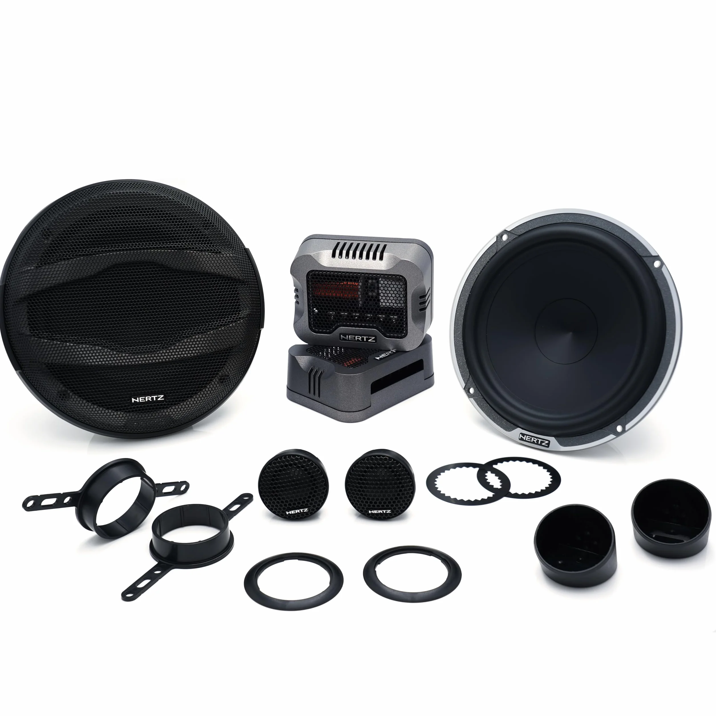 Hertz MPK 165.3 – Kit audio per auto 2 vie 165mm woofer + 29mm tweeter + crossover + griglie 220W Peak Power per impianti hi-fi di precisione