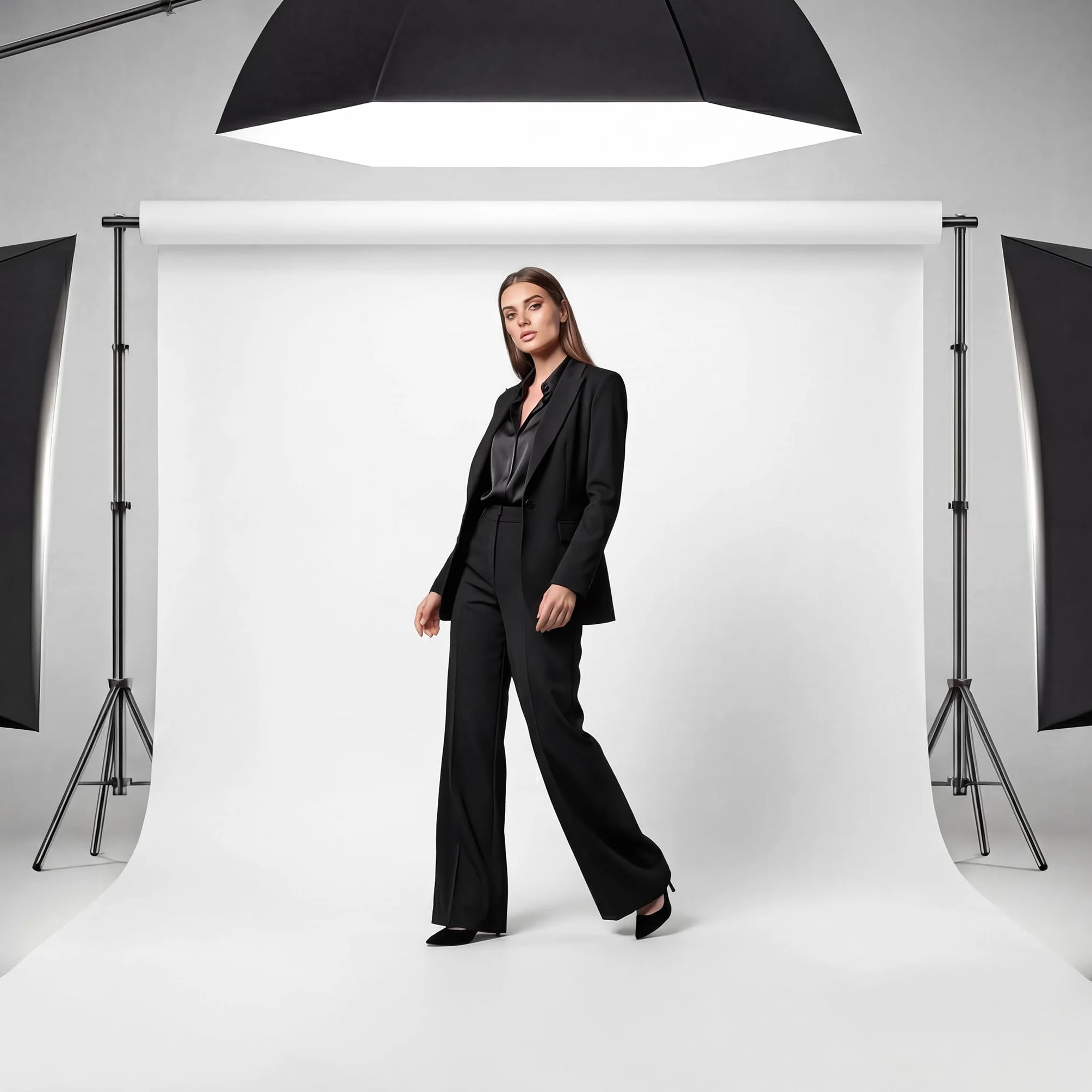 Walimex pro Sfondo fotografico in cartoncino bianco 2,60x10 m, Backdrop foto antiriflesso e resistente, per studi fotografici