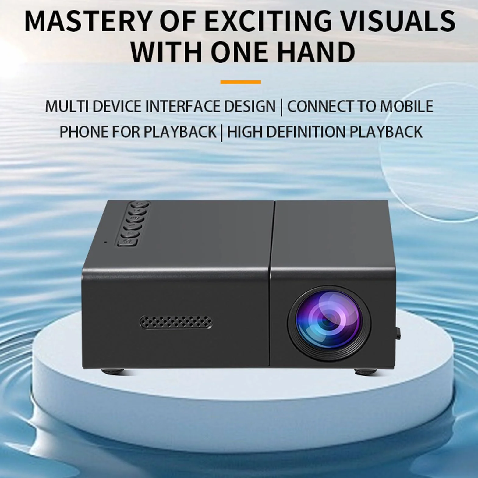 VBESTLIFE 1080p Proiettore di Film Portatili Full HD, Altoparlante Incorporato, Compatibile con Laptop per Stick Smartphone TV, per il Campeggio All'aperto di Home Theater