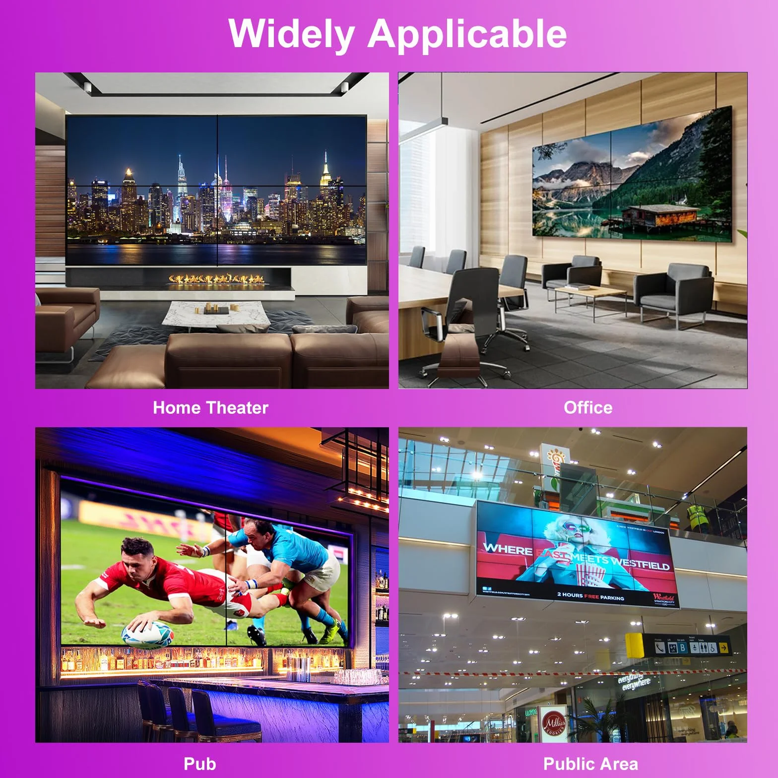 Processore Video Wall 4K HDMl 2x2 con Telecomando IR, Controller Video Wall Ruotabile 180° per 4 Schermi