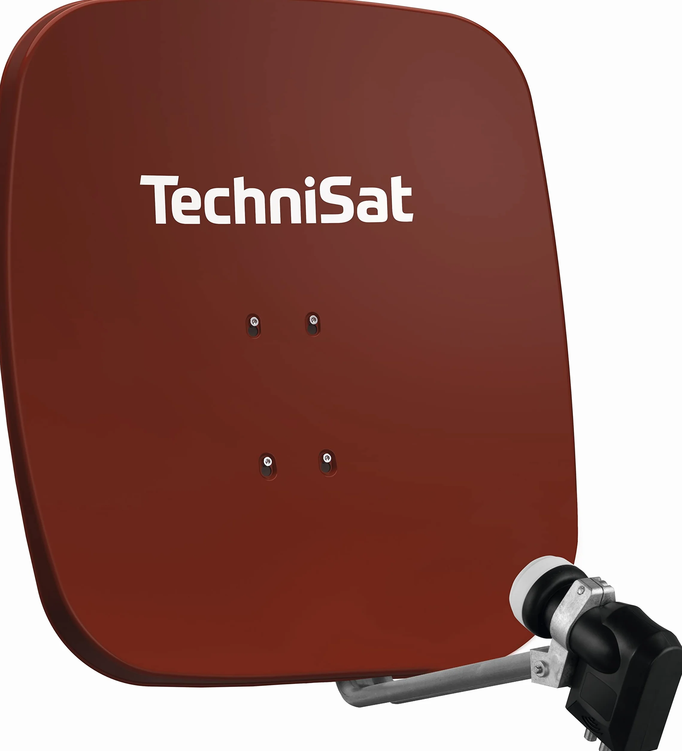 TechniSat SATMAN 65 PLUS - Parabola satellitare con LNB (sistema satellitare da 65 cm con attacco a palo e LNB universale quattro da 40 mm, necessario il multiswitch) rosso