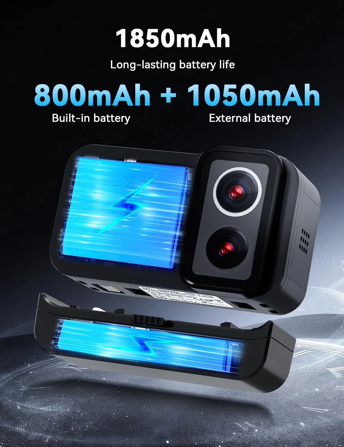SVBONY SVGo Action Camera 4K30FPS Doppio Obiettivo F2.0/F1.4 Doppio Schermo IPS EIS Impermeabile 30m Batteria 1860mAh