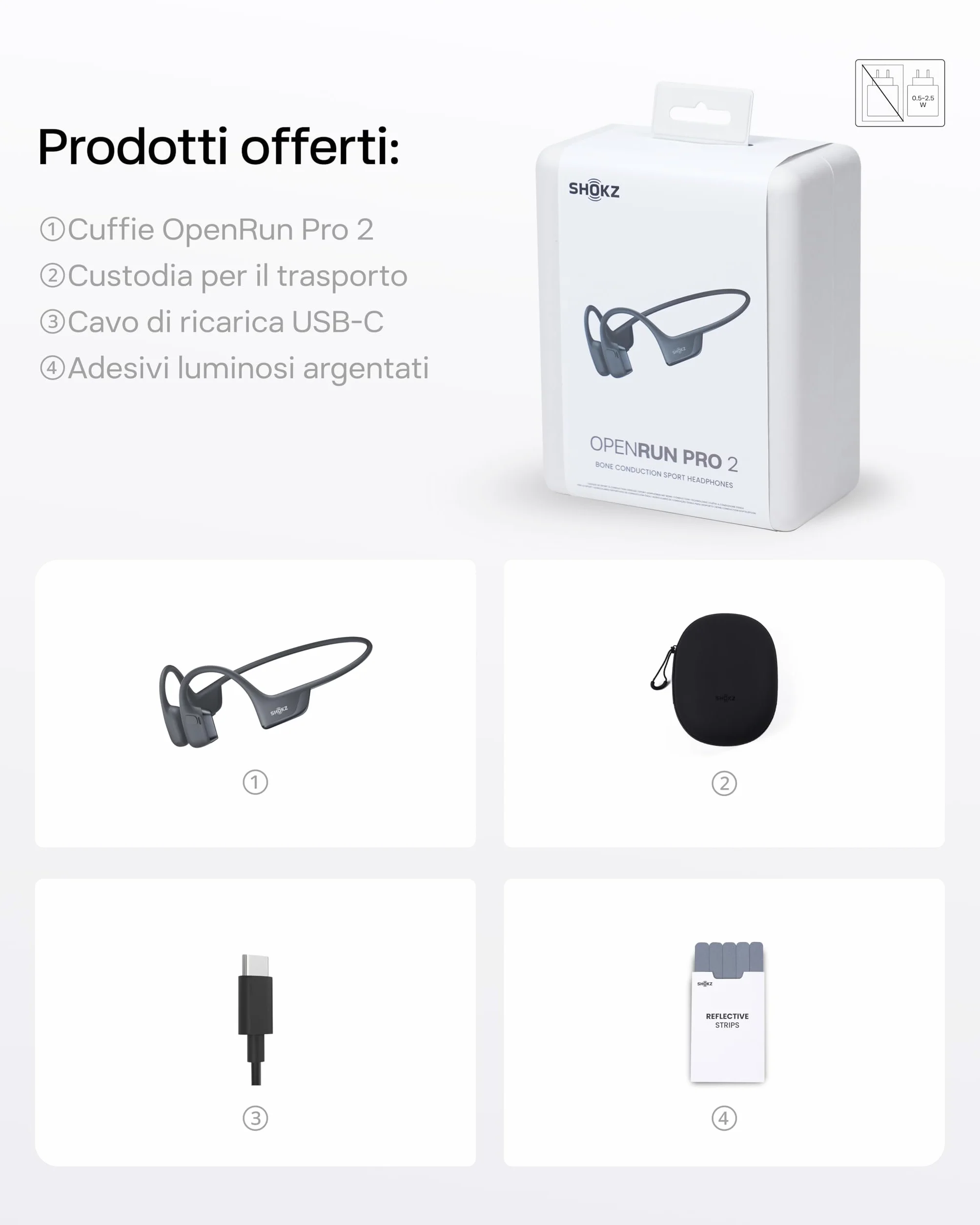 SHOKZ Cuffie Sportive OpenRun Pro 2 a Conduzione Ossea, Wireless Bluetooth 5.3, Microfoni con Cancellazione Rumore, Impermeabili IP55, 12 Ore Riproduzione, Ricarica Rapida USB-C, Nero