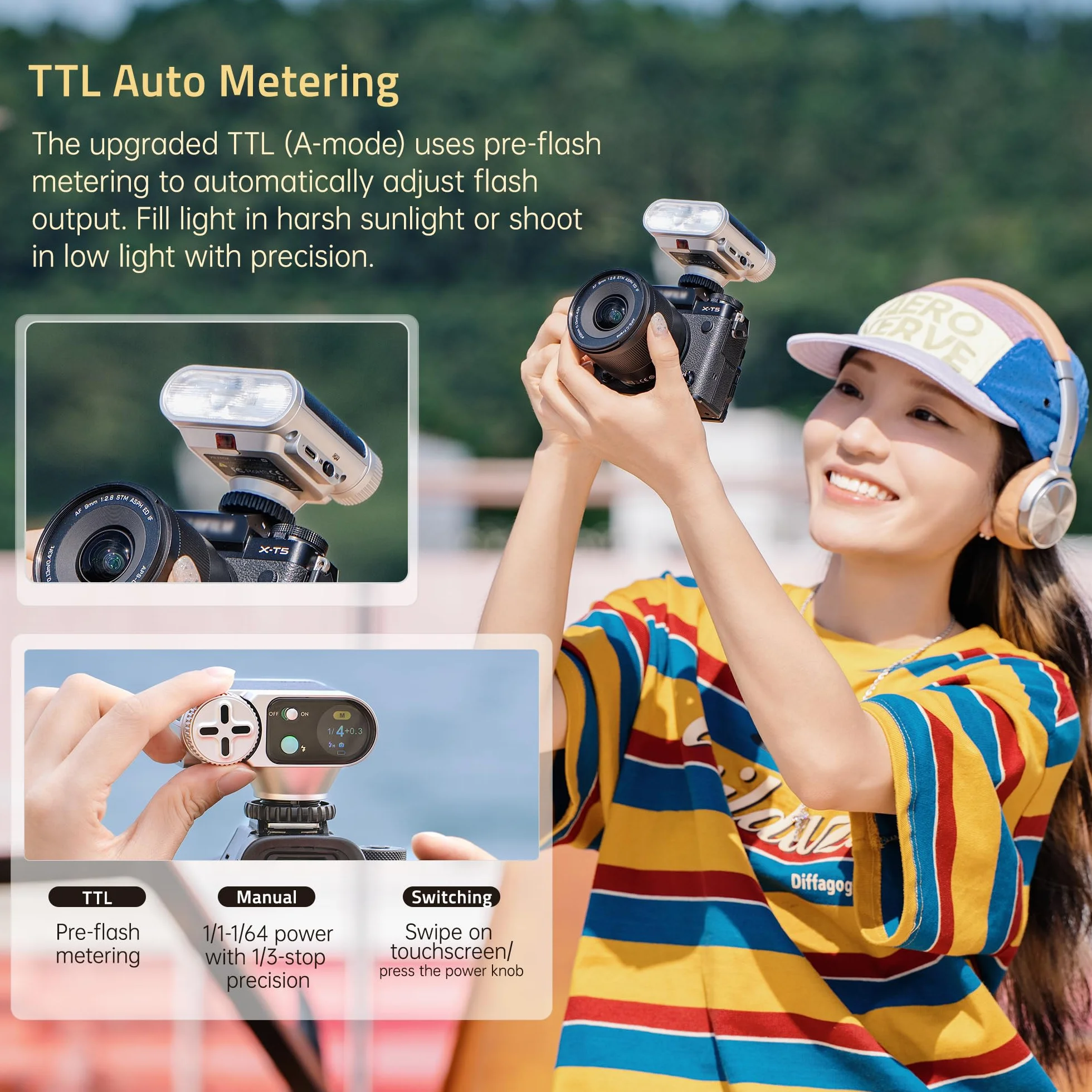 VILTROX Vintage Z1 Pro TTL Retro On-Camera Flash con Touch Display, 24Ws 1s Riciclare GN12 CCT 6000K ± 200K Mini Flash per Fotografia Portatile Illuminazione (per Nikon)