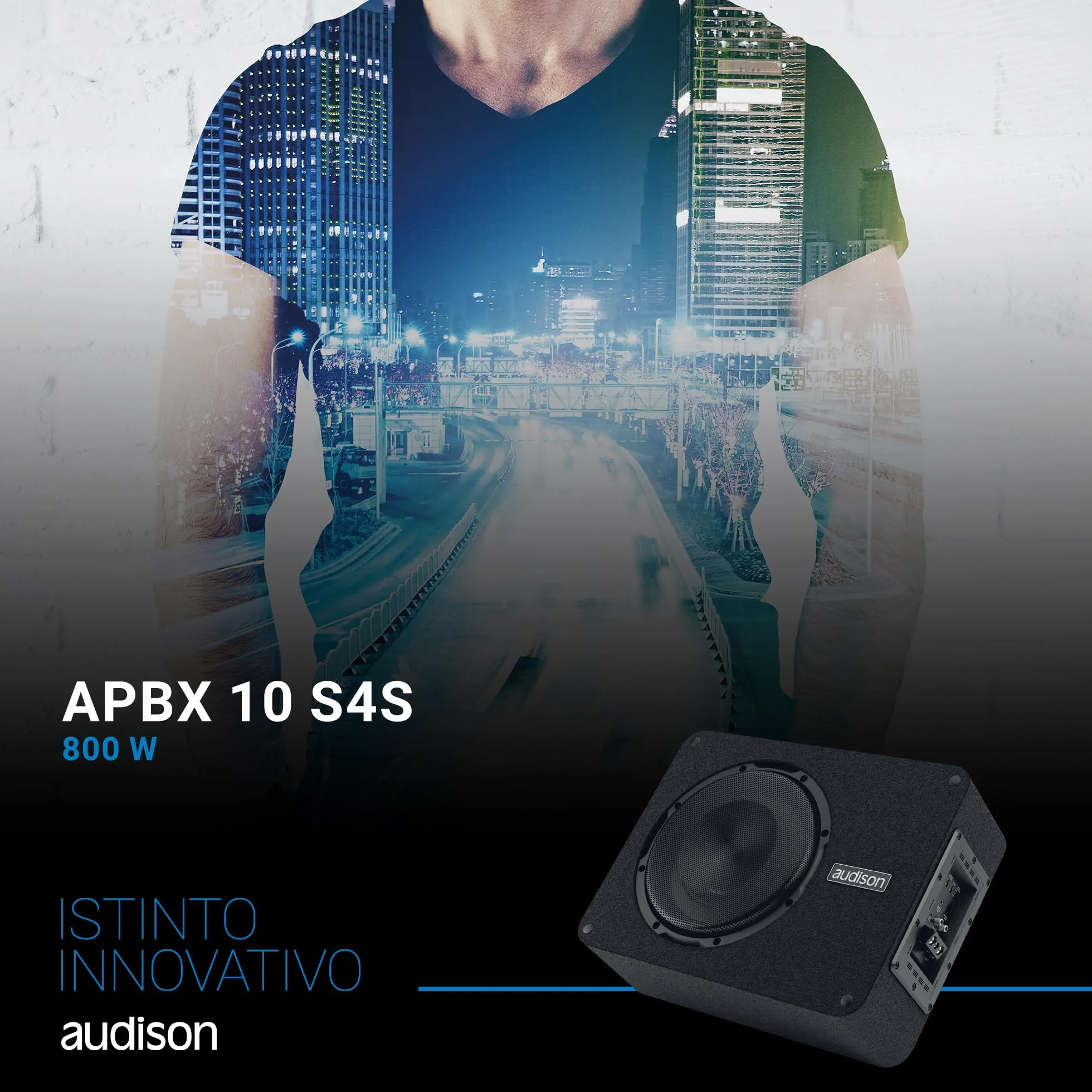 Audison APBX 10 S4S Subwoofer De Caja Sellada 250 mm, 400 W RMS, 800 W Potencia, Excursión Lineal 11 mm, Cono Papel Prensado Hidrófugo, Negro